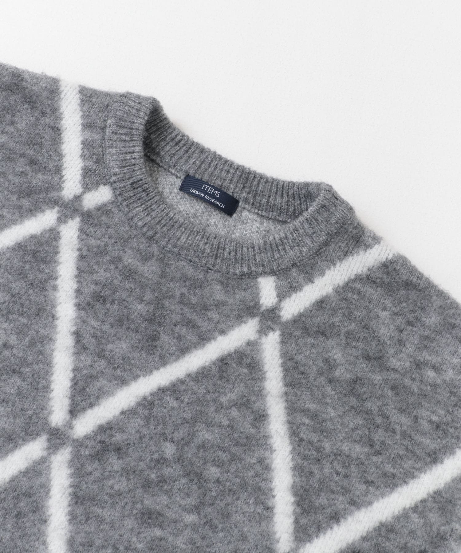 ウォッシャブル ラインダイヤ シャギーニット GRY M