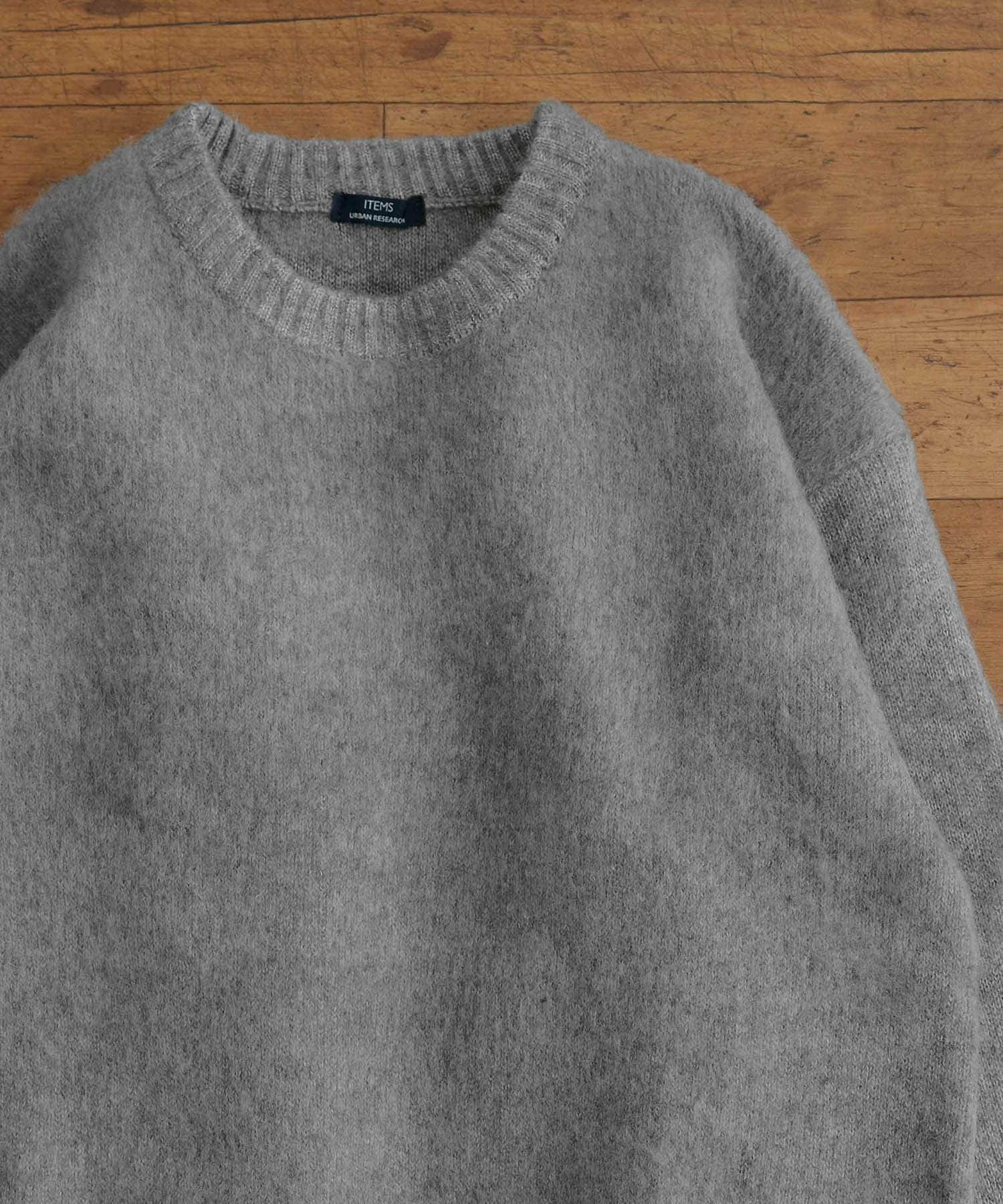 ジャガードクルーネックプルオーバーニット GRY M