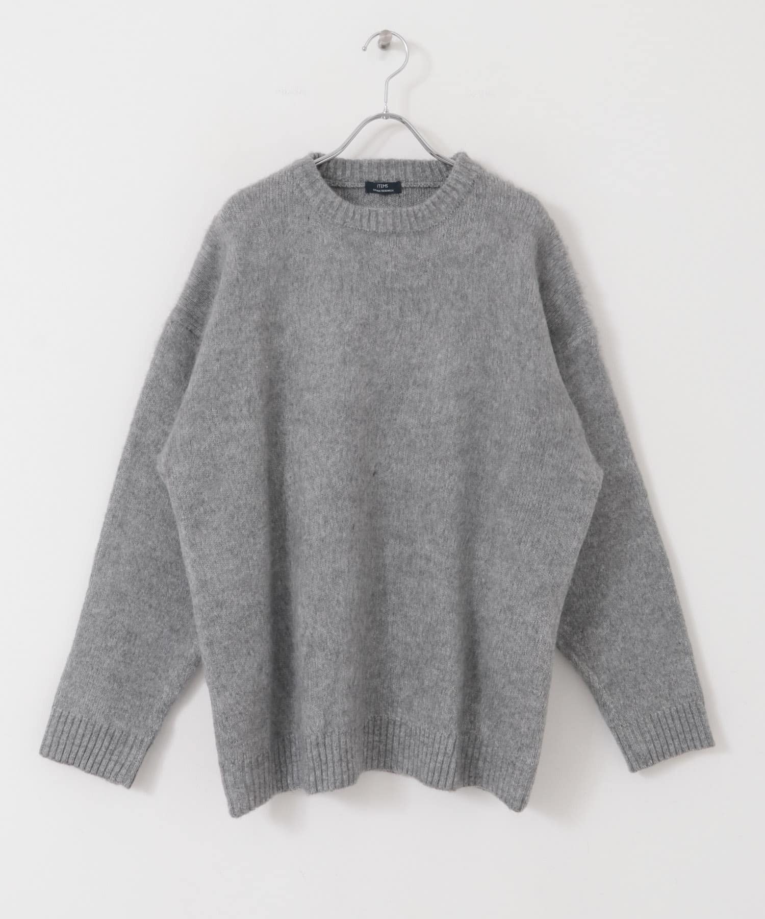 ジャガードクルーネックプルオーバーニット GRY M