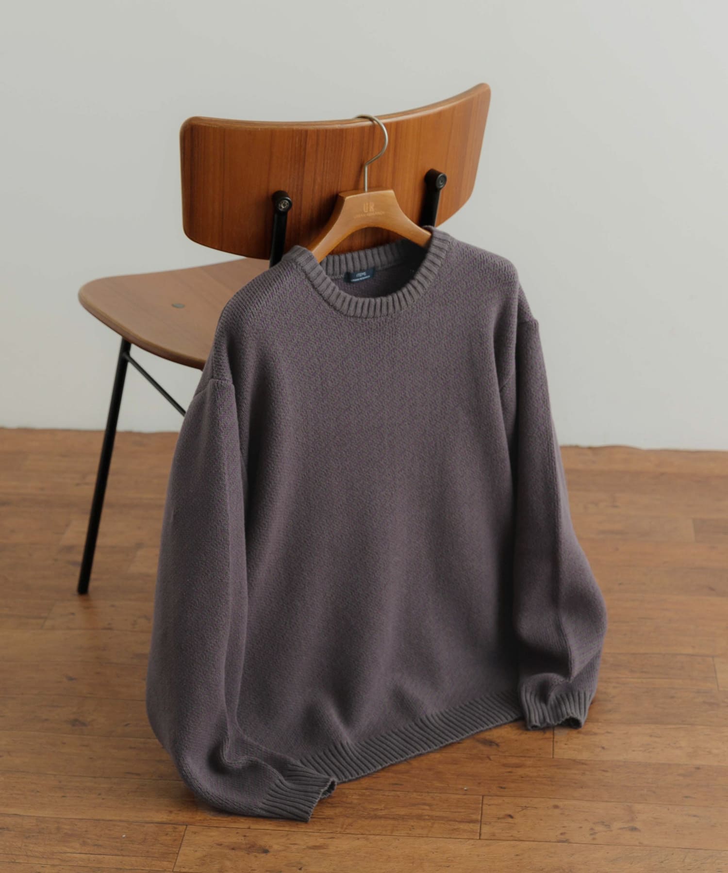 Mウォッシャブル バーズアイ クルーニット GRY M