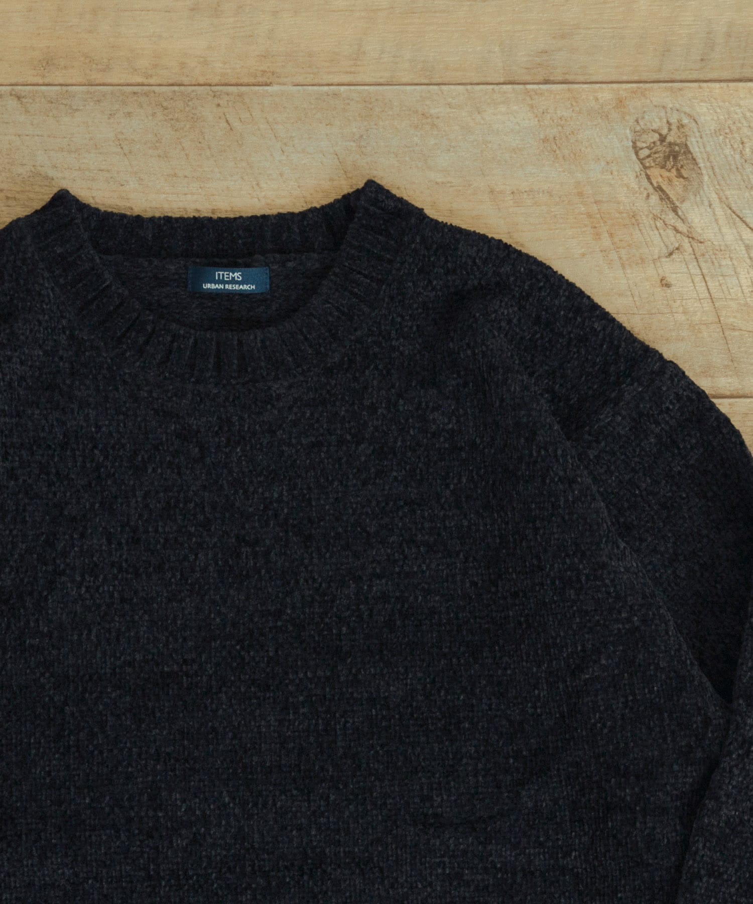 モールクルーネックニットプルオーバー BLK M