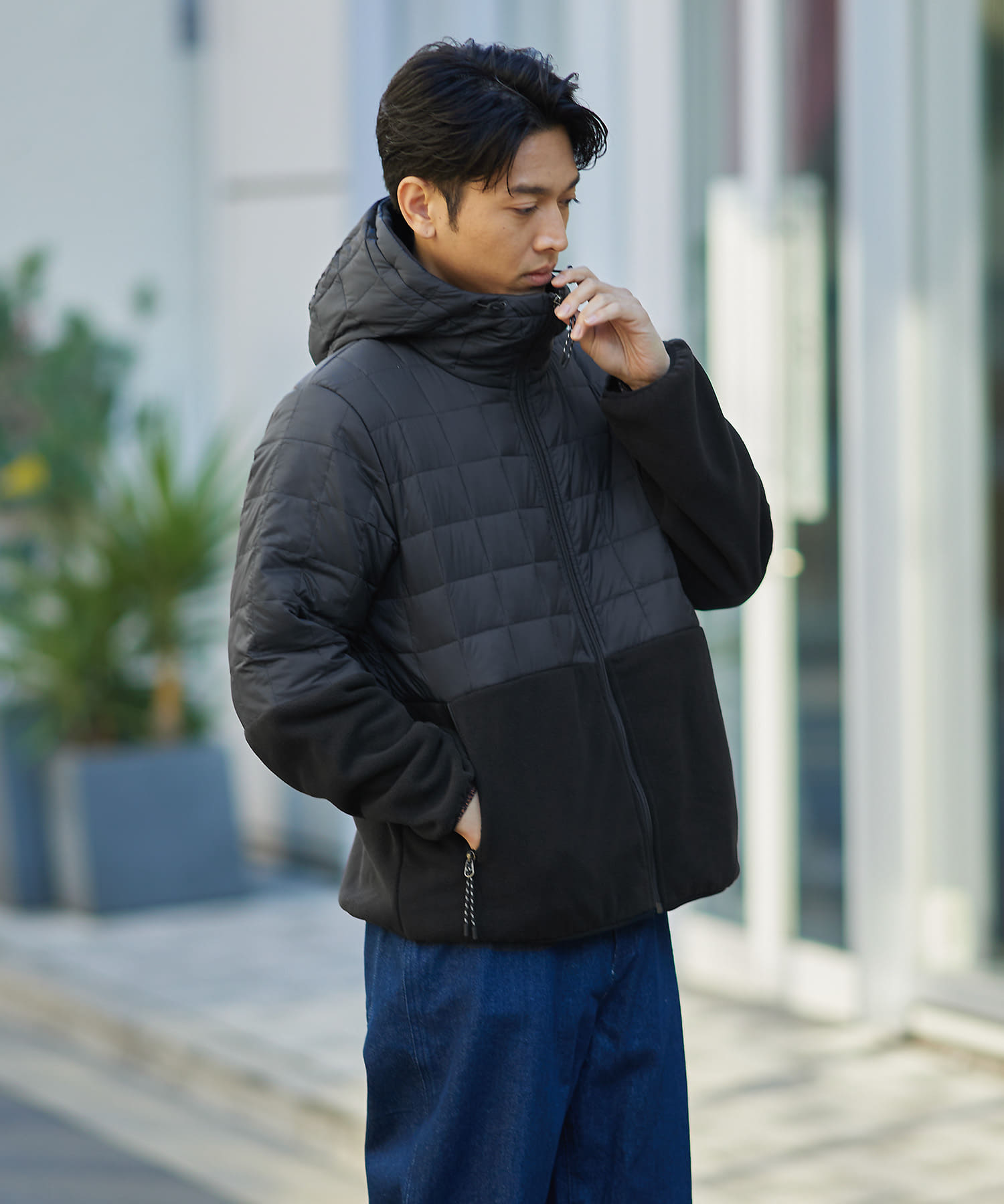 TAION FREECE+DOWN HOOD JACKET(M BLK×BLK): アウター｜URBAN RESEARCH