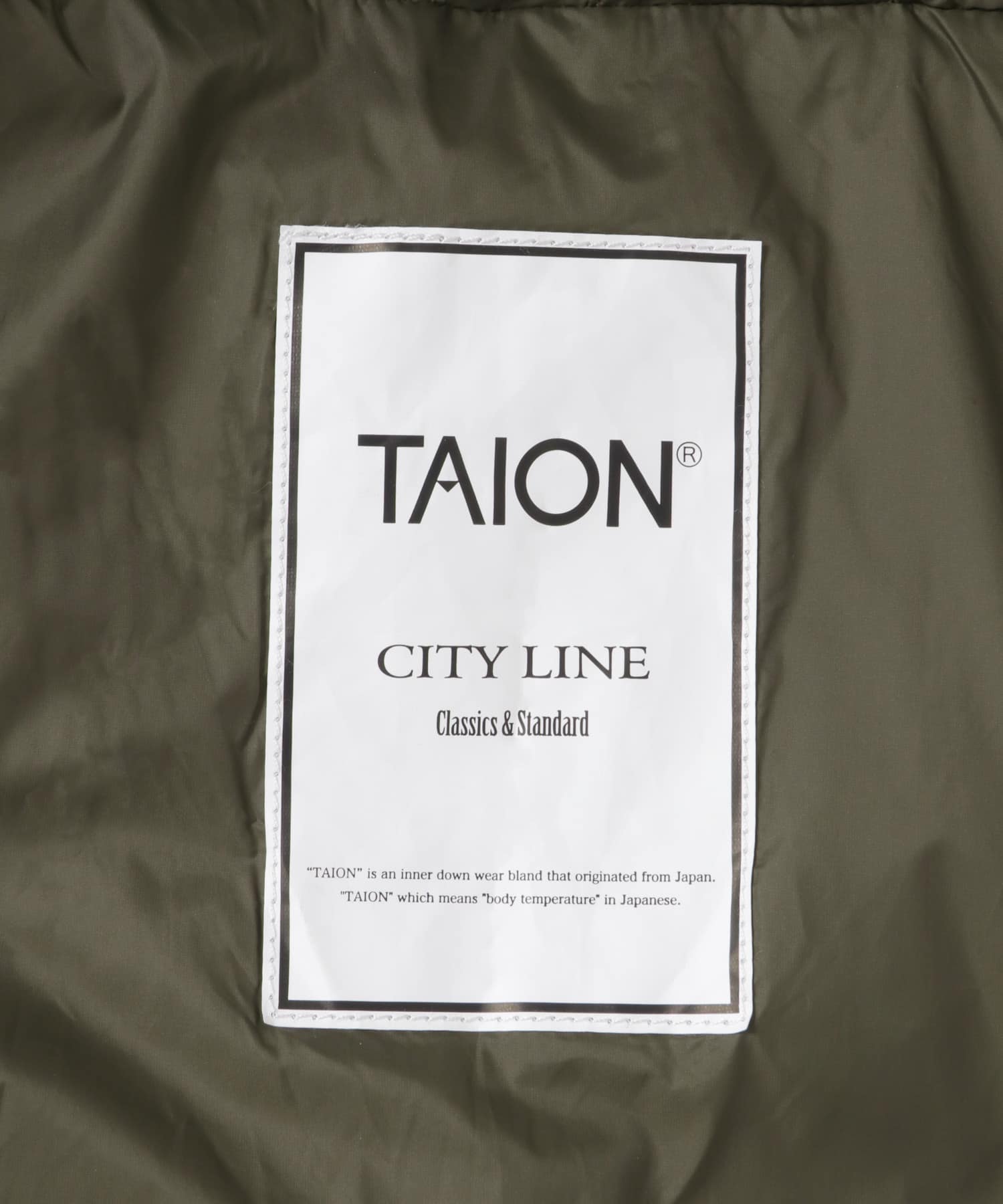 TAION　PACKABLE HOOD DOWN JACKET OLV M