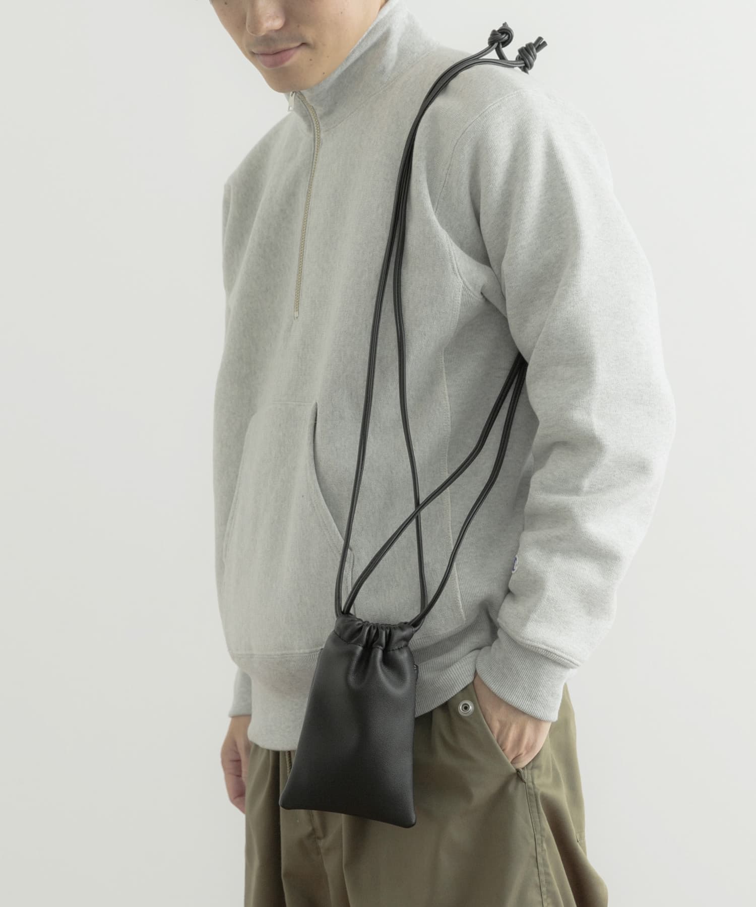 フェイクレザー ミニショルダー BAG BLK -