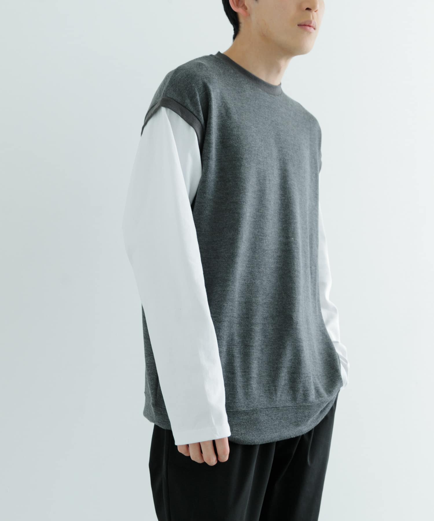 袖キリカエ 綿タッチポンチ プルオーバー(M BLK): トップス｜URBAN