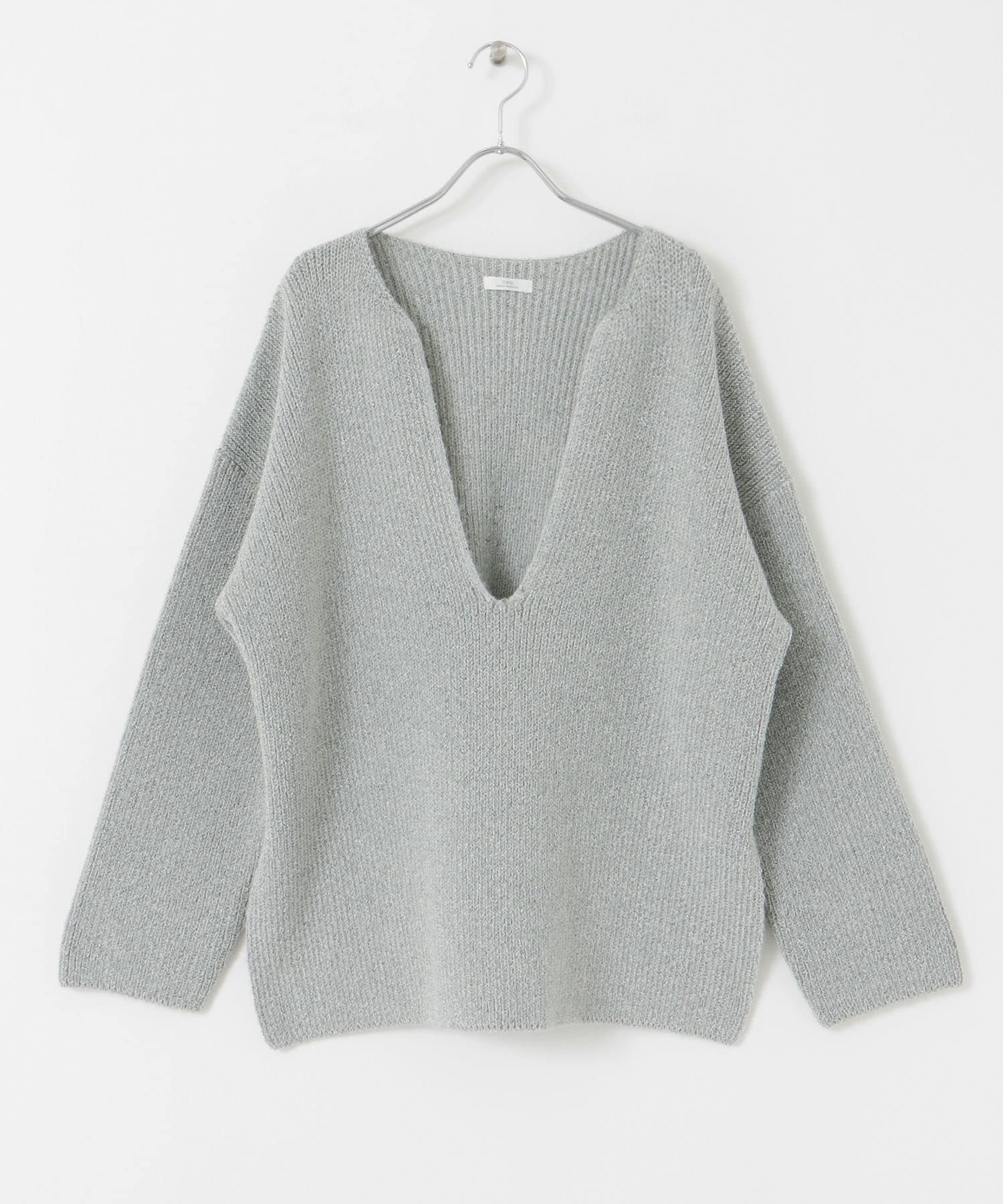 カタアゼ深Vニット L.GRY FREE