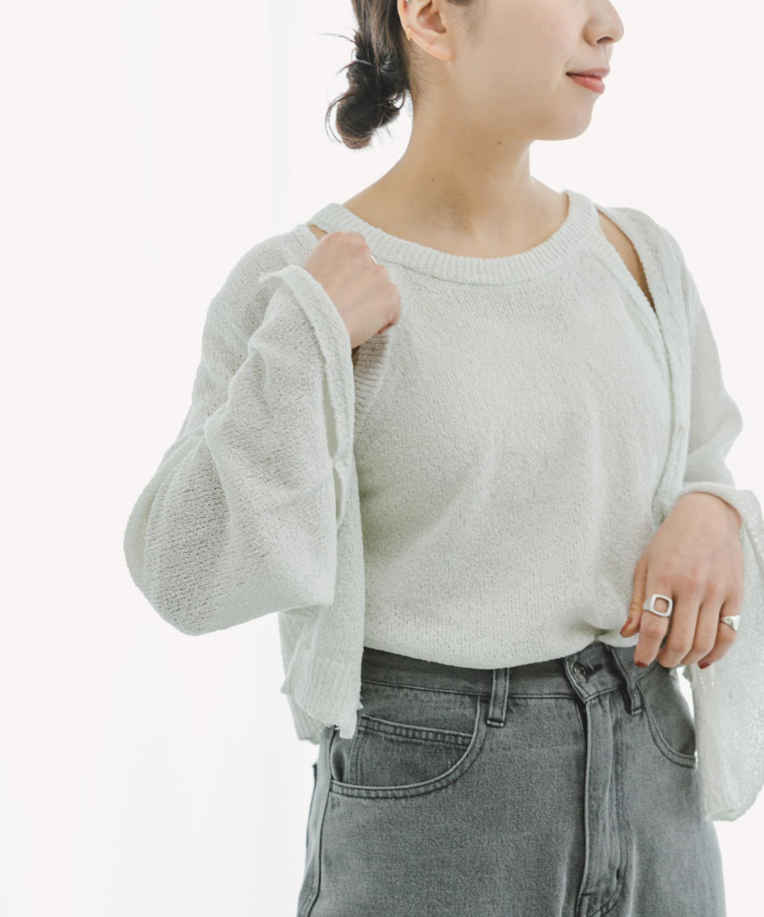 アメスリチェックトップス Mila Owen｜【セットアップ対応】ニットアメスリタンクトップ