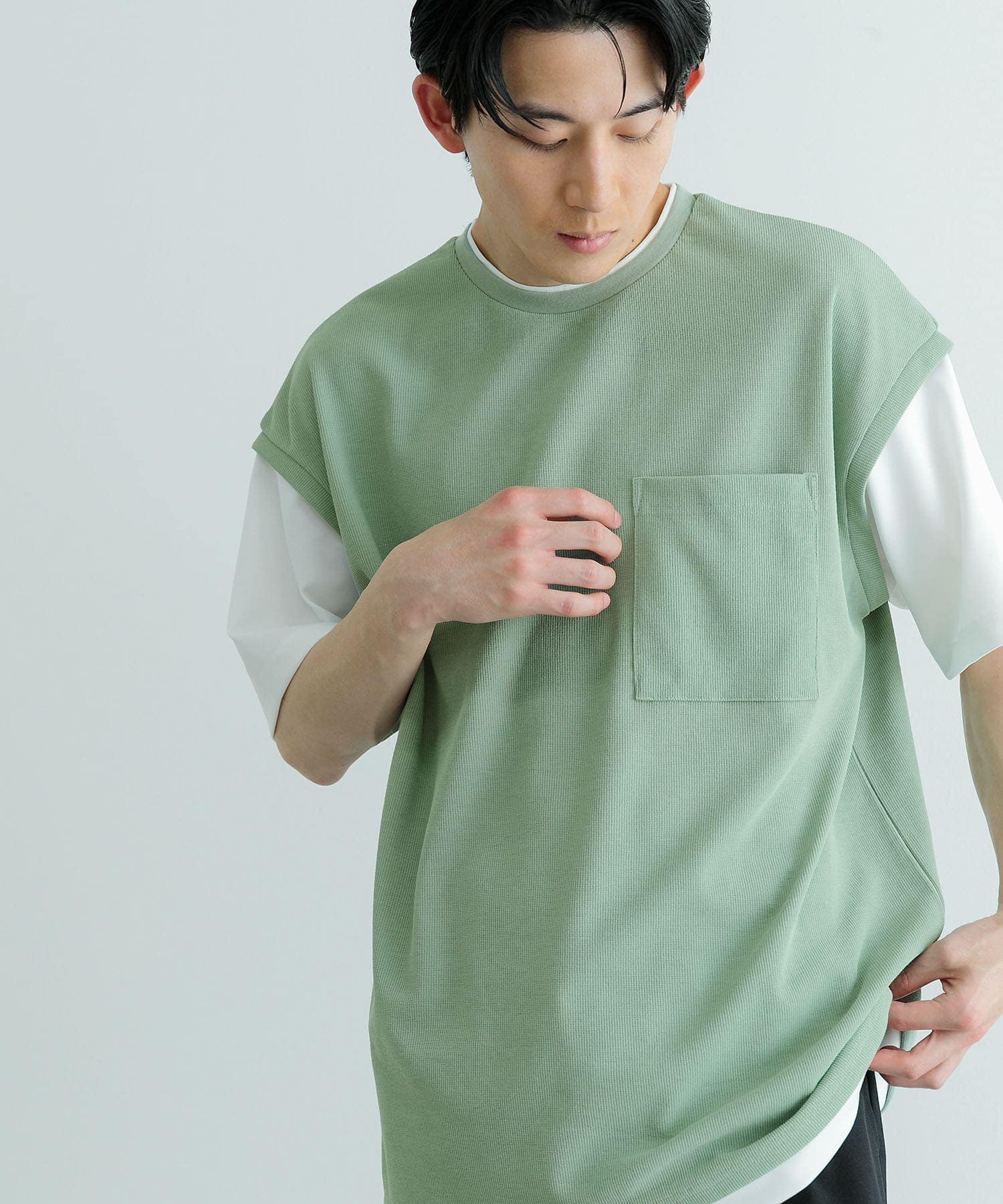 高機能サーマルフェイクレイヤードトップス(L GRN): トップス｜URBAN