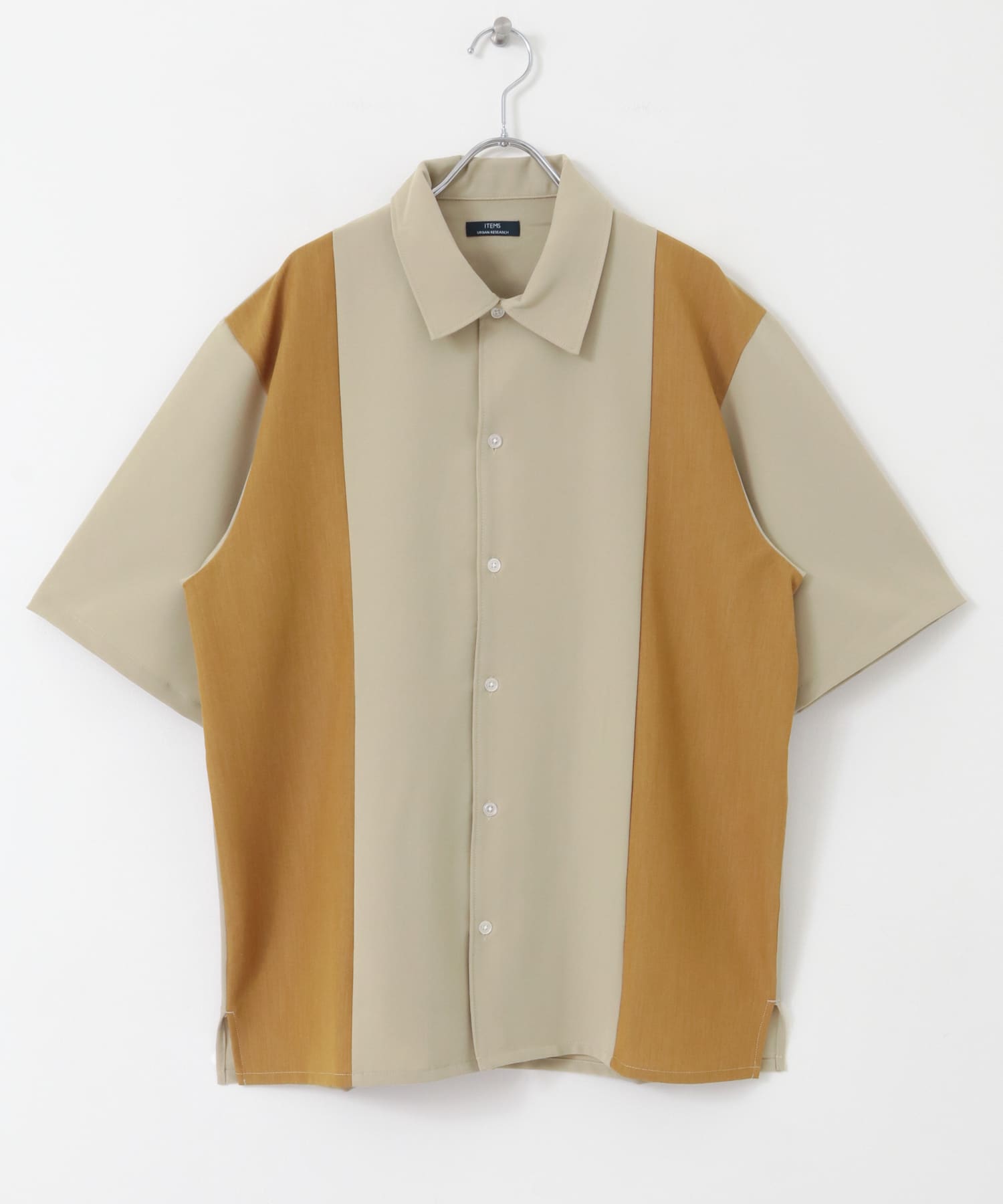 接触冷感TRストレッチ切替半袖シャツ L.BEG M