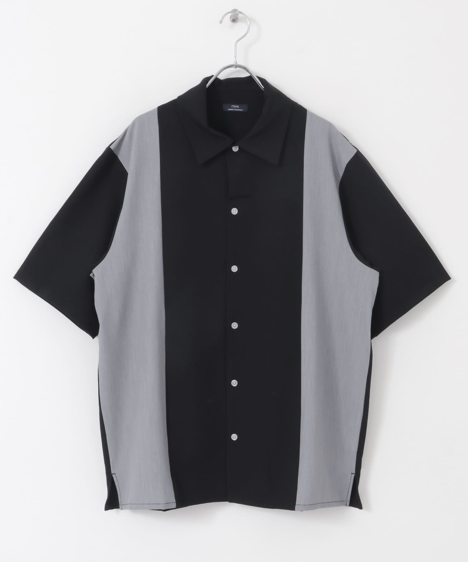 接触冷感TRストレッチ切替半袖シャツ B.BLACK M