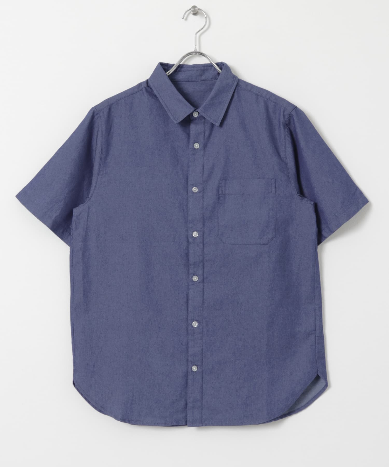 TCインディゴレギュラーカラー半袖シャツ BLU M