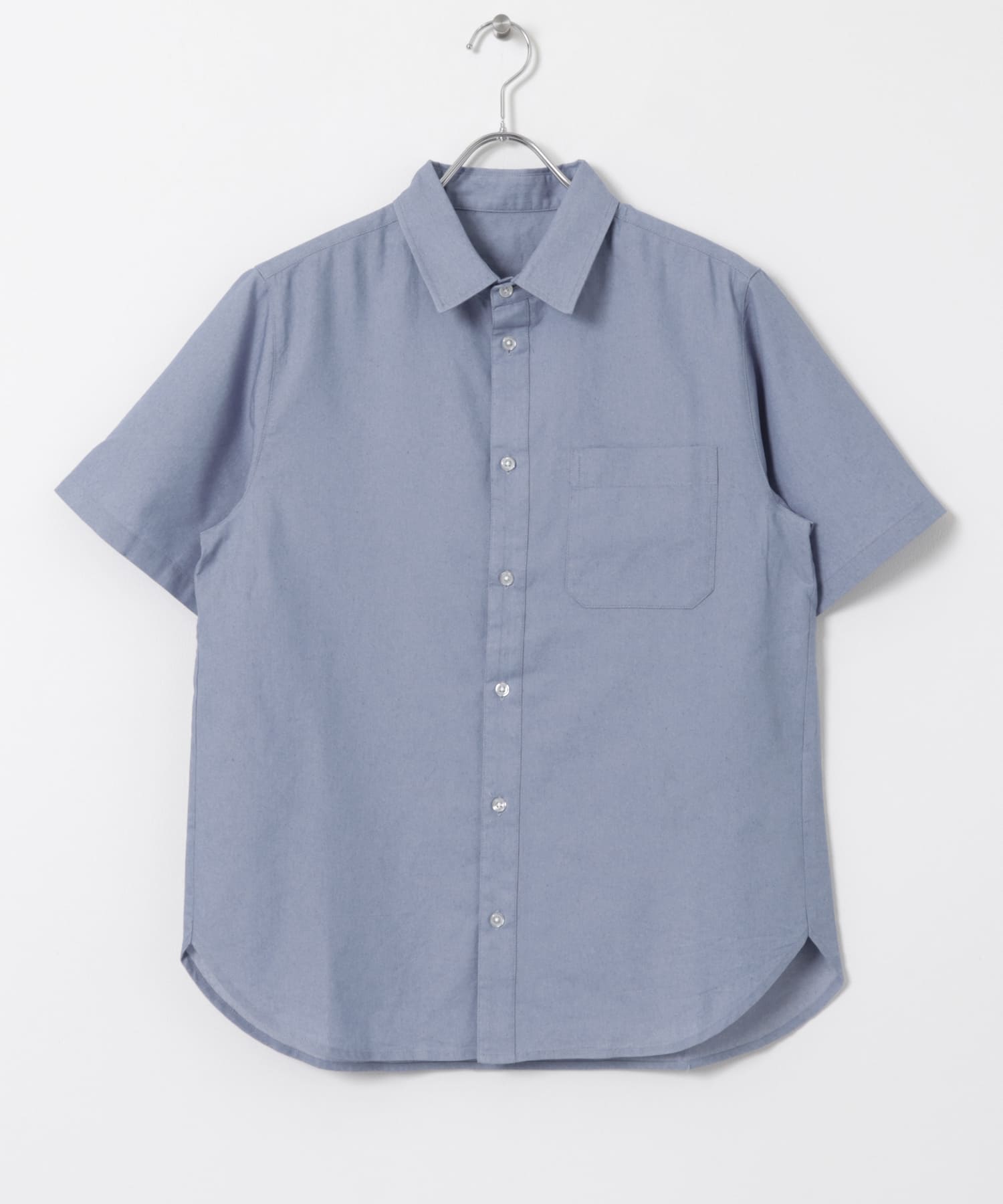 TCインディゴレギュラーカラー半袖シャツ L.BLUE M