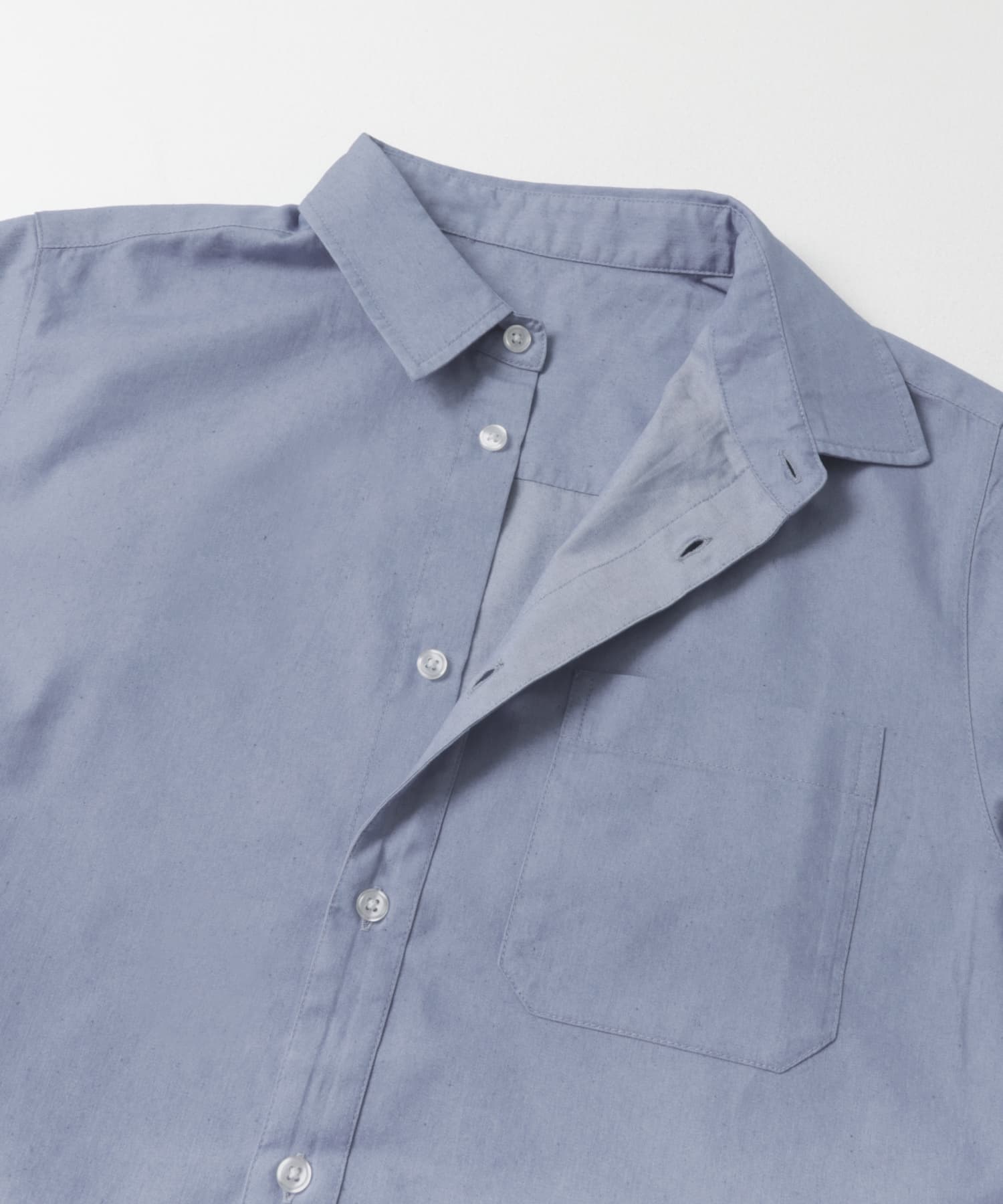 TCインディゴレギュラーカラー半袖シャツ L.BLUE M