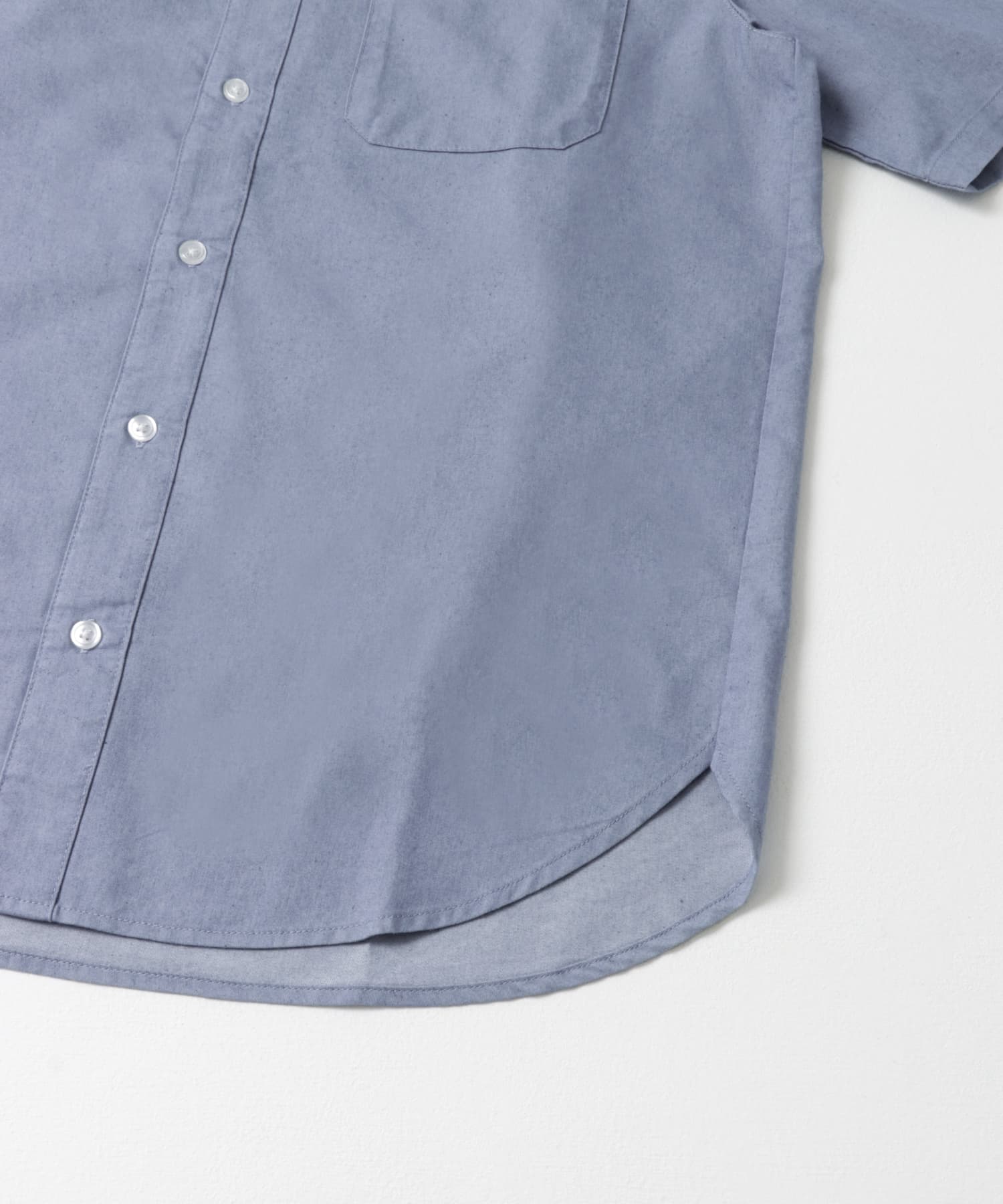 TCインディゴレギュラーカラー半袖シャツ L.BLUE M