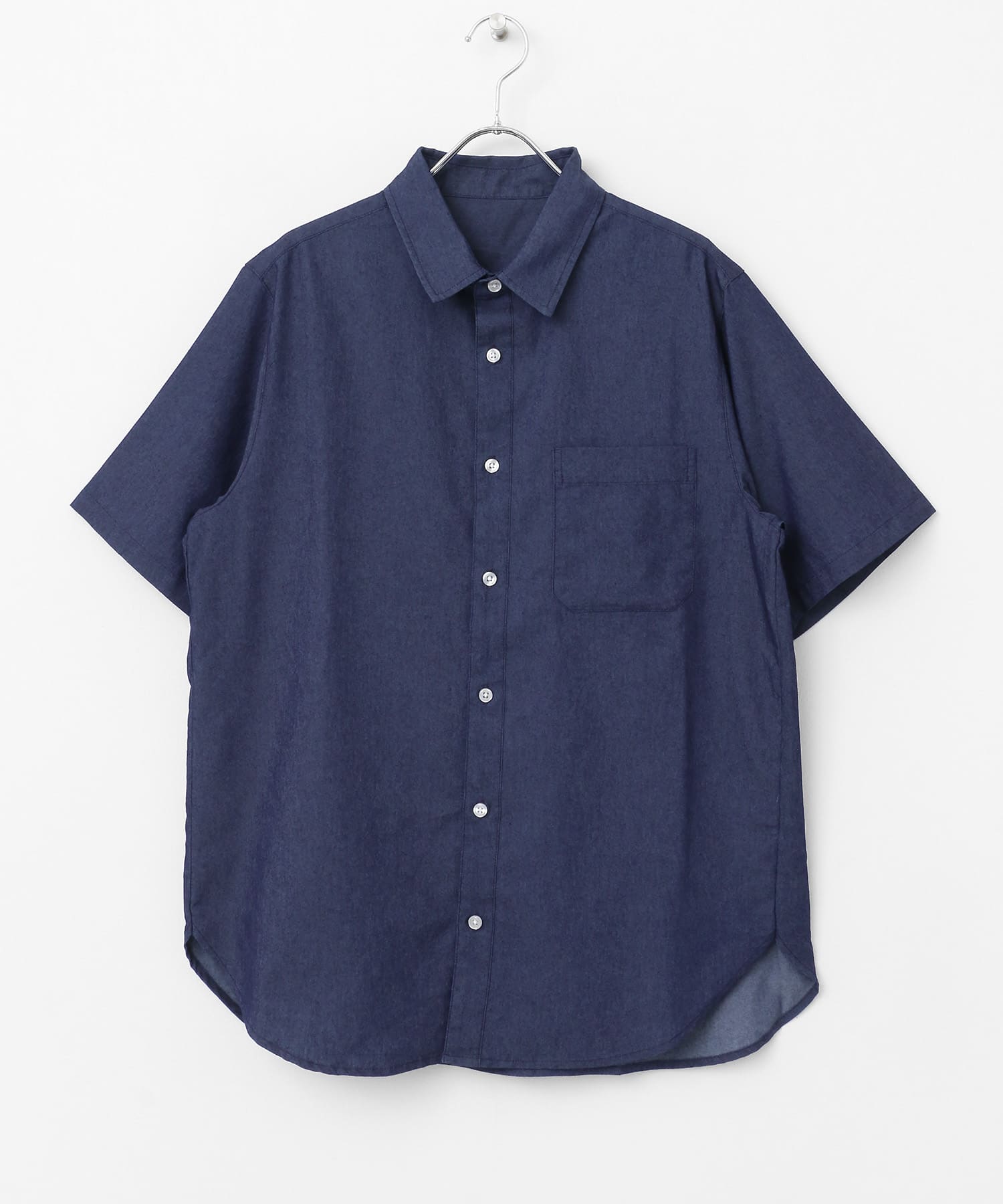 TCインディゴ レギュラーカラー半袖シャツ NVY M