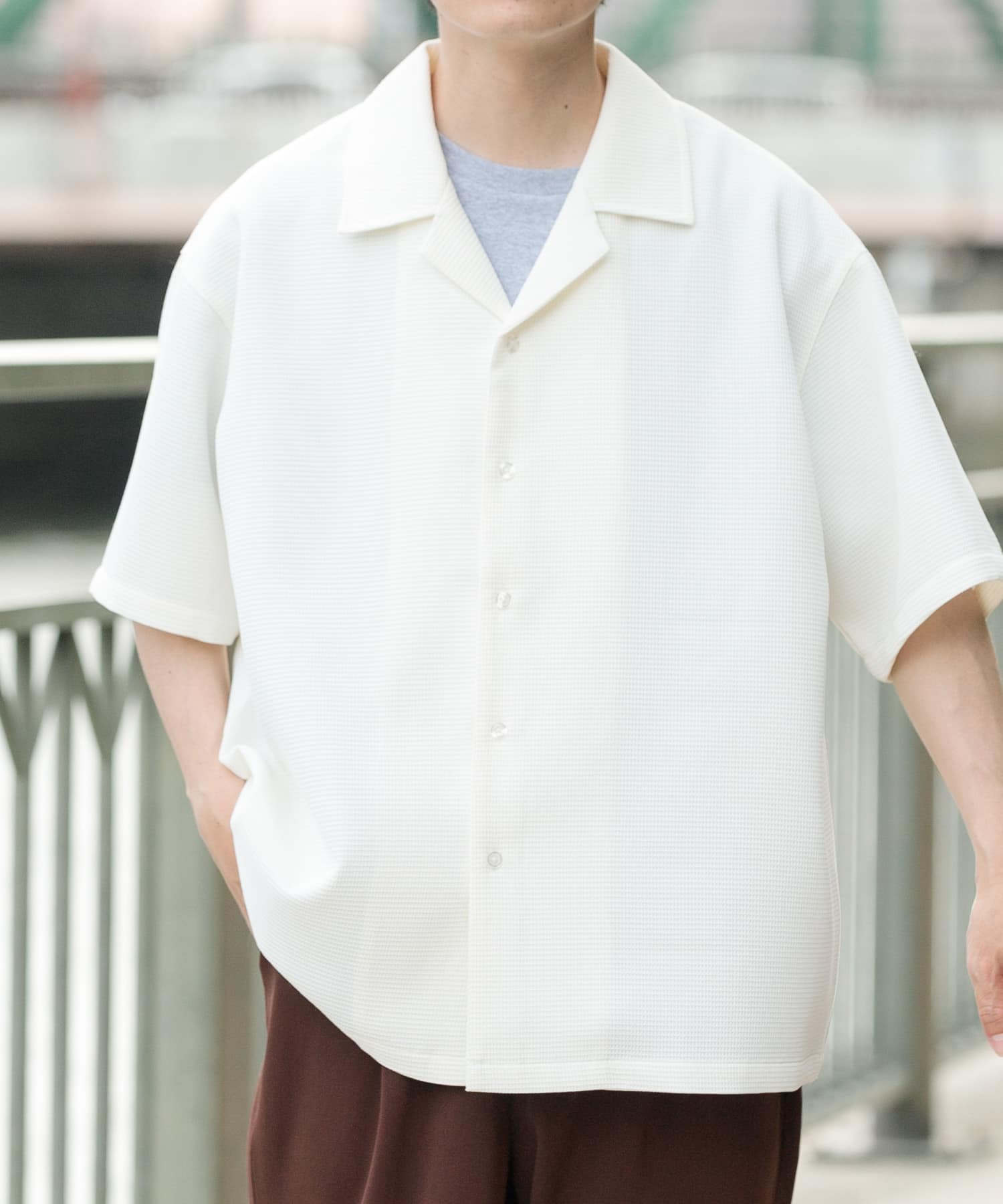 ワッフル オープンカラー 半袖シャツ(L OFF): トップス｜URBAN