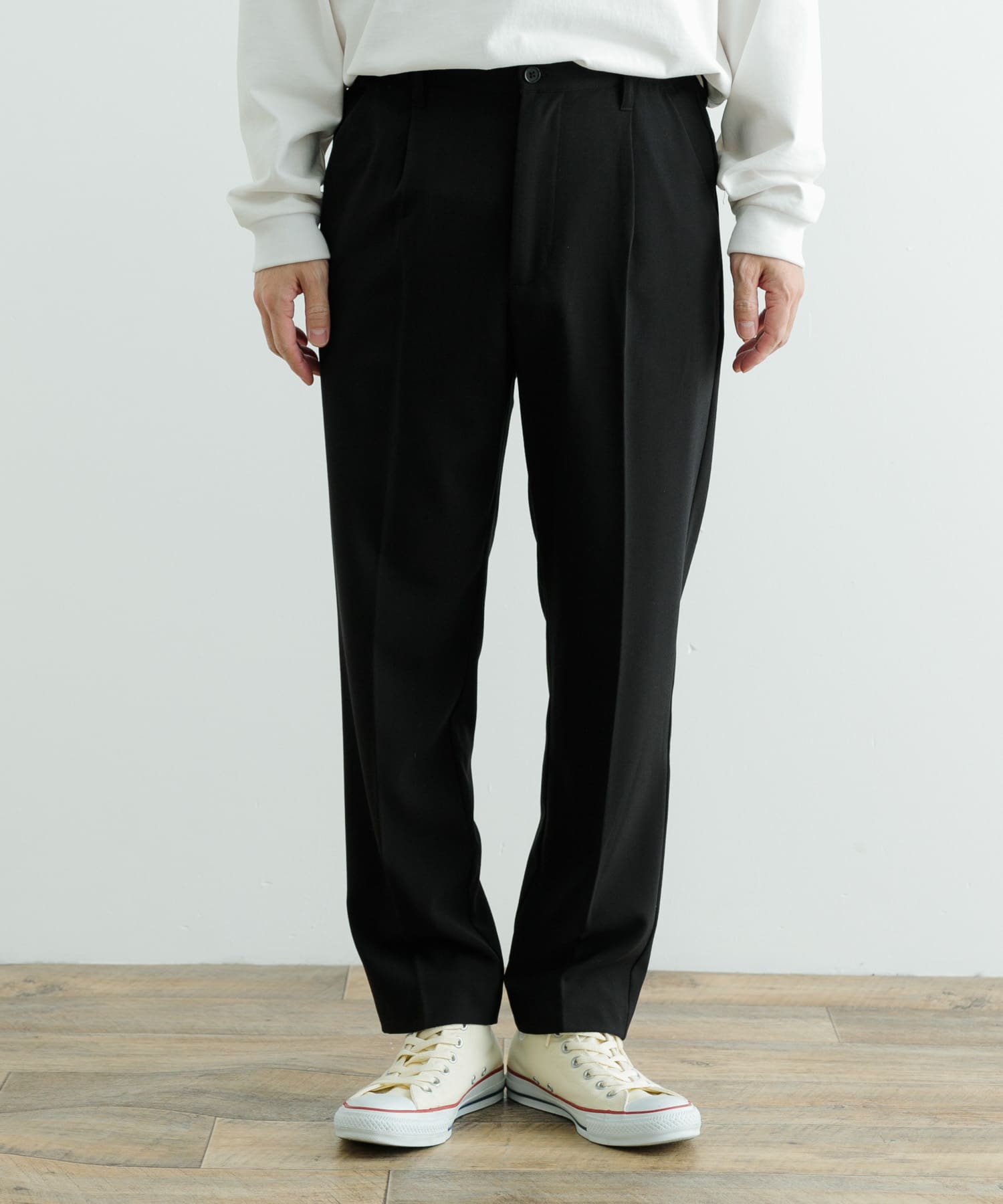 『セットアップ対応』ウォッシャブル×クールタッチTRテーパードパンツ BLK M