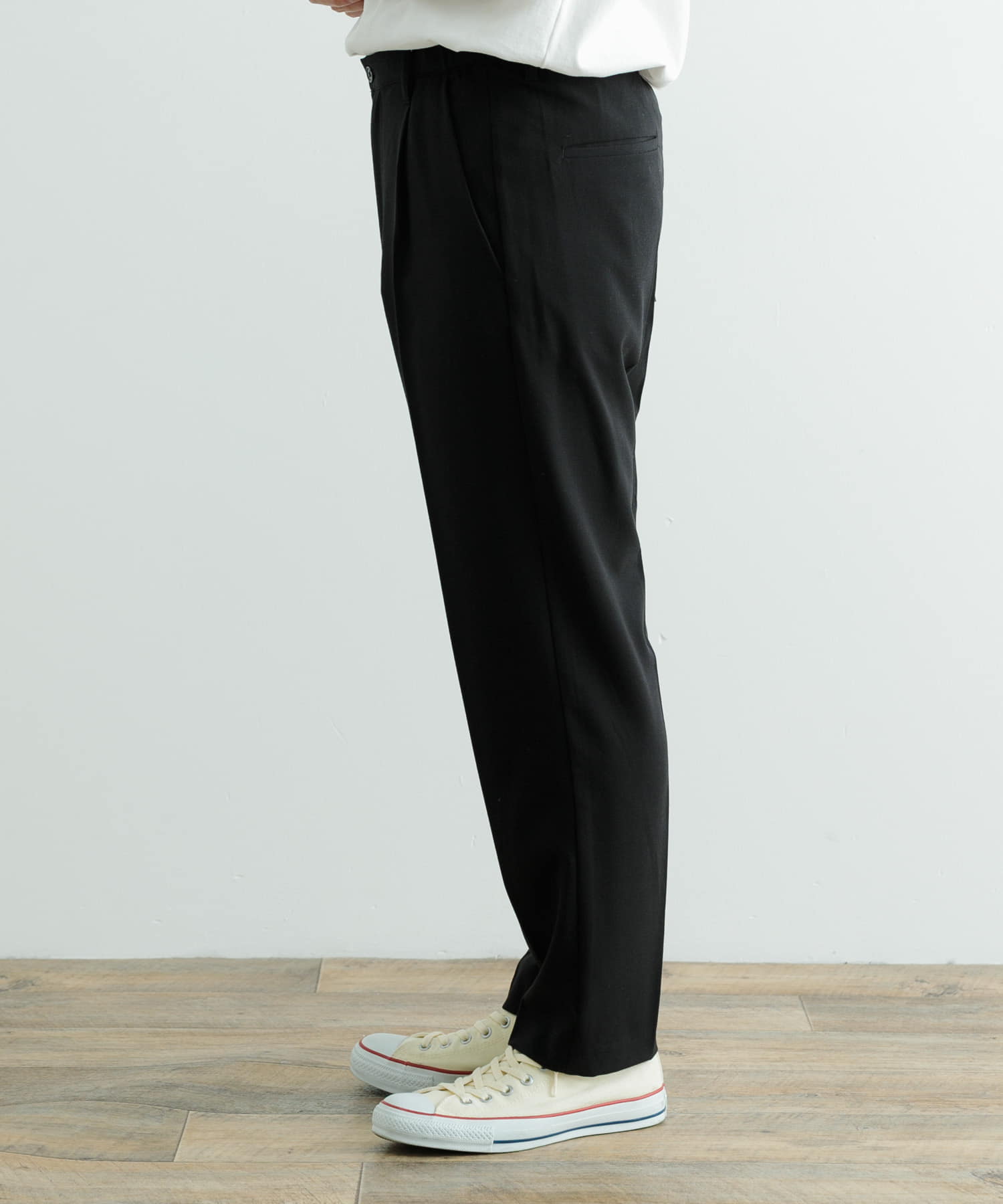 『セットアップ対応』ウォッシャブル×クールタッチTRテーパードパンツ BLK M