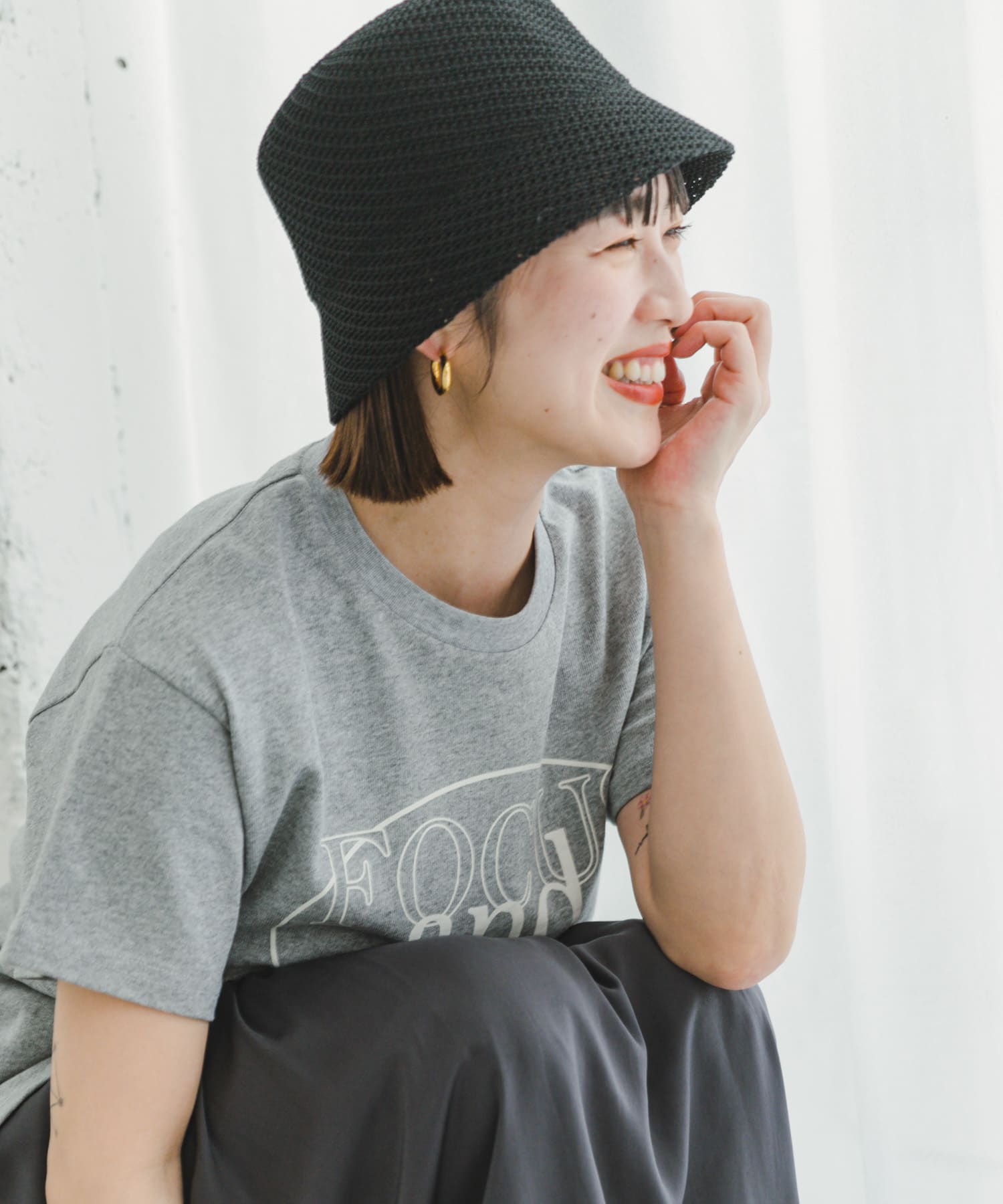 ガラアミバケットハット BLK -
