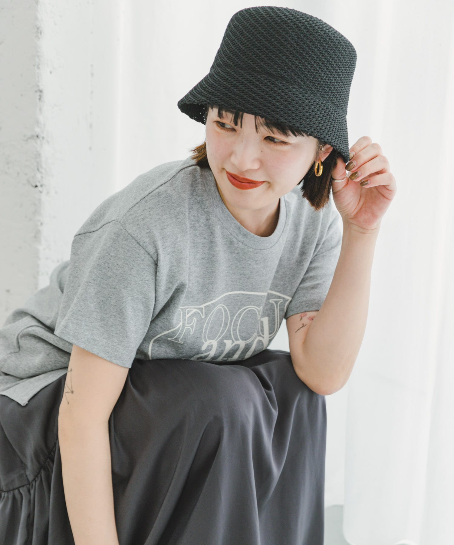 ガラアミバケットハット BLK -
