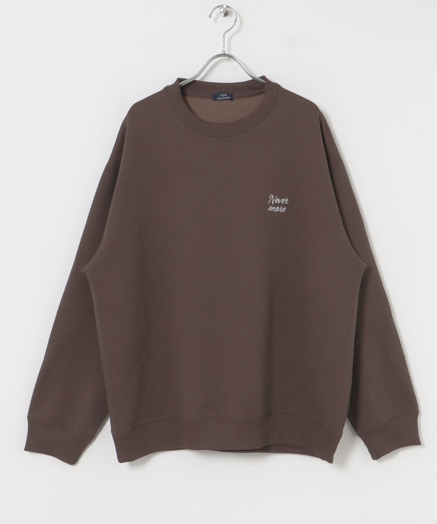 『XLサイズあり』刺繍ジャカードロングスリーブカットソー BRN M