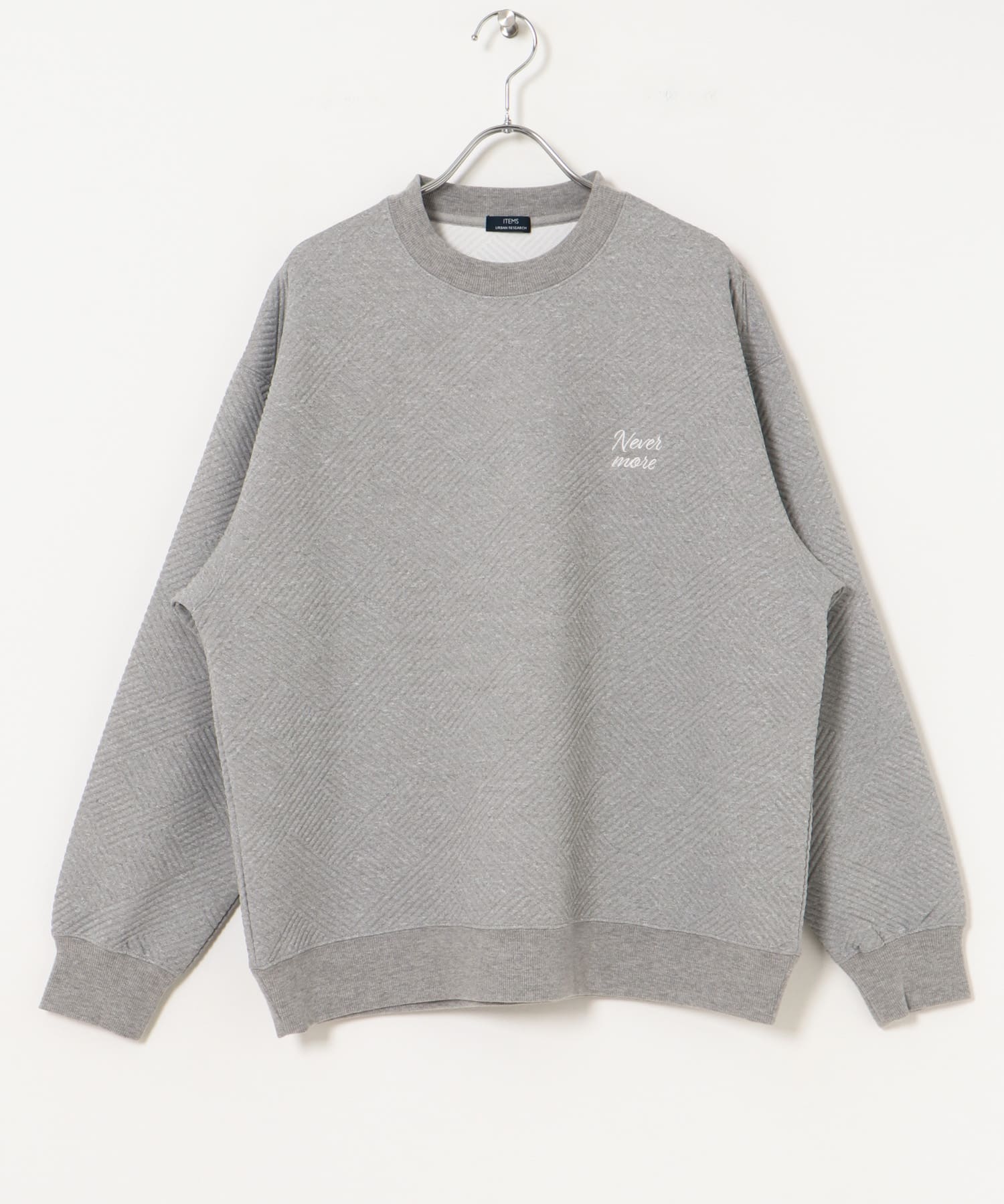 『XLサイズあり』刺繍ジャカードロングスリーブカットソー GRY M