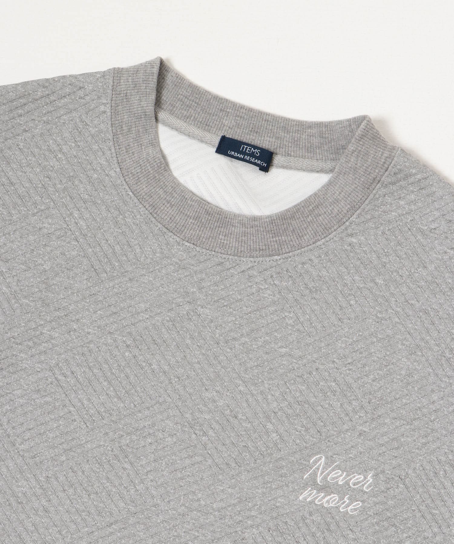『XLサイズあり』刺繍ジャカードロングスリーブカットソー GRY M