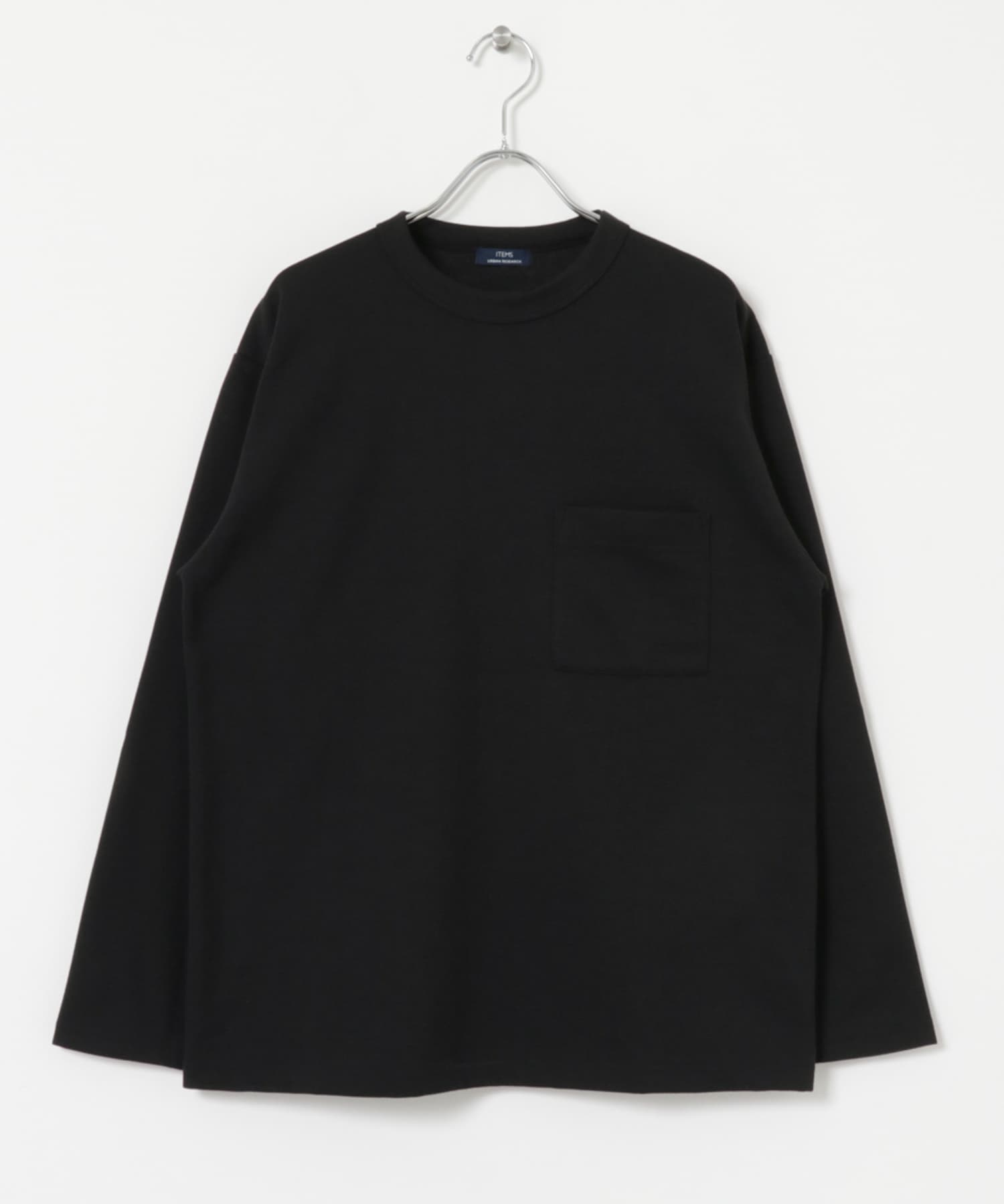 発熱機能 クルーネックカットソー BLK S