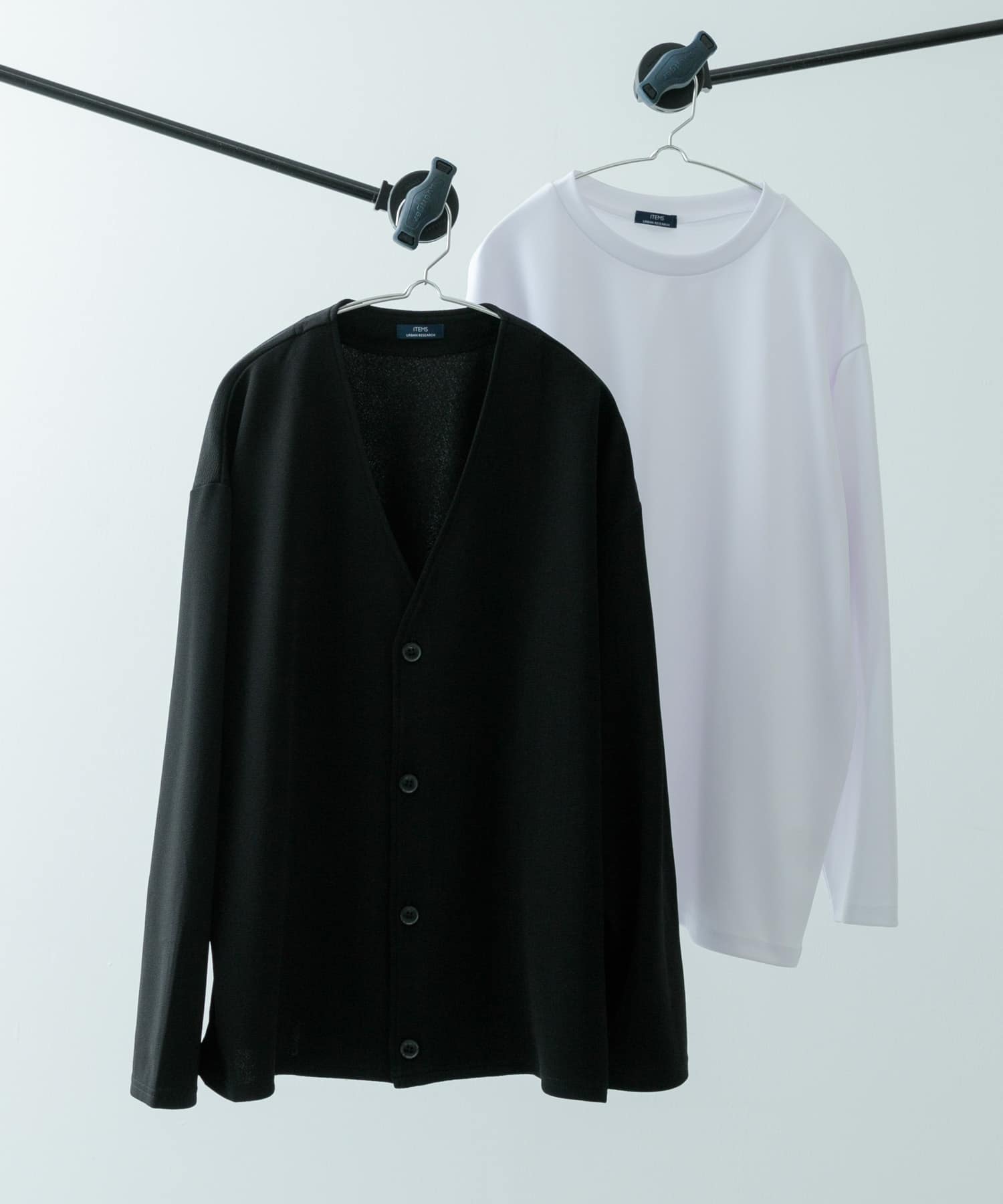 ドライタッチカーディガン+ポンチカットソー2セット BLK S