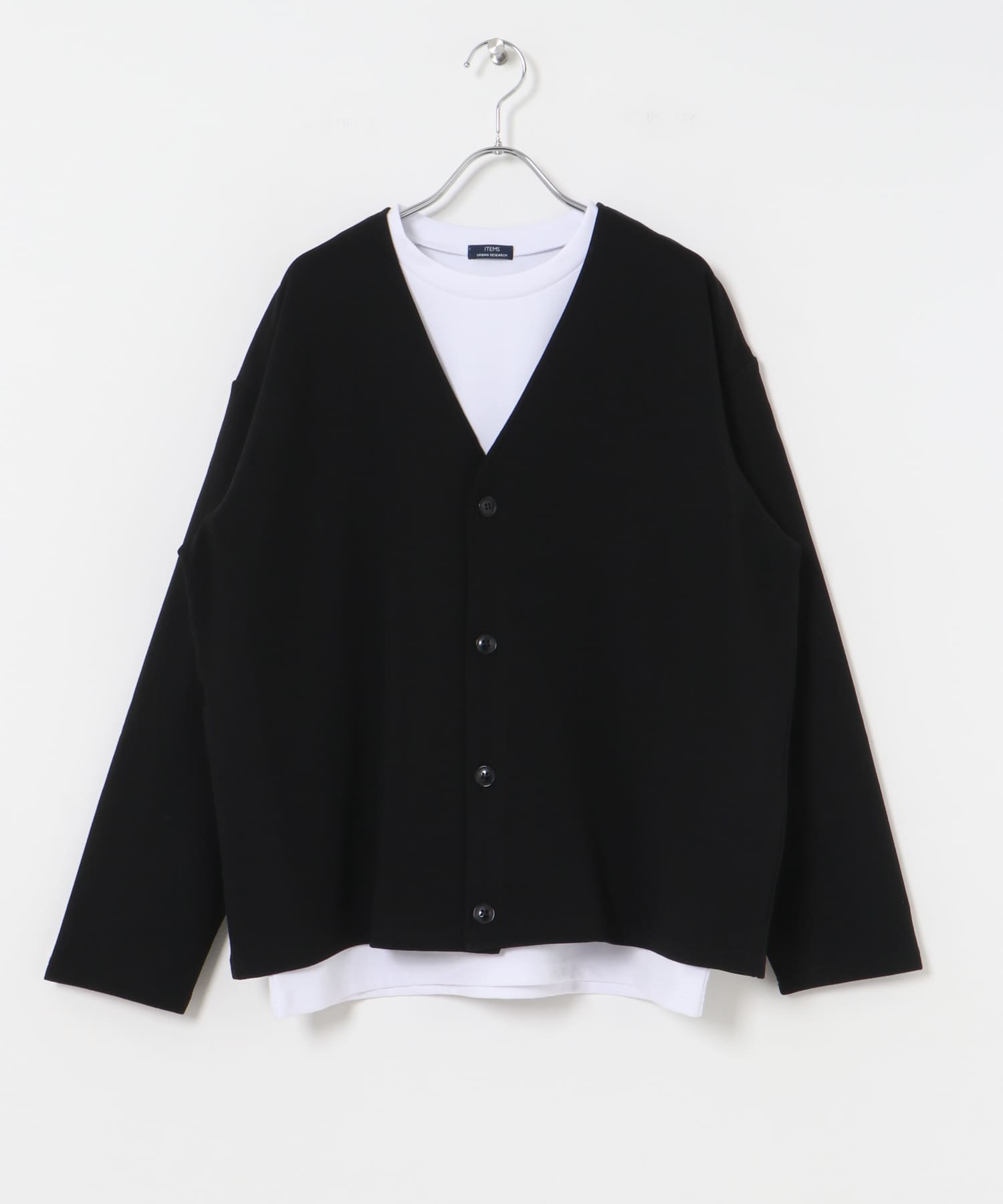 ドライタッチカーディガン+ポンチカットソー2セット BLK S