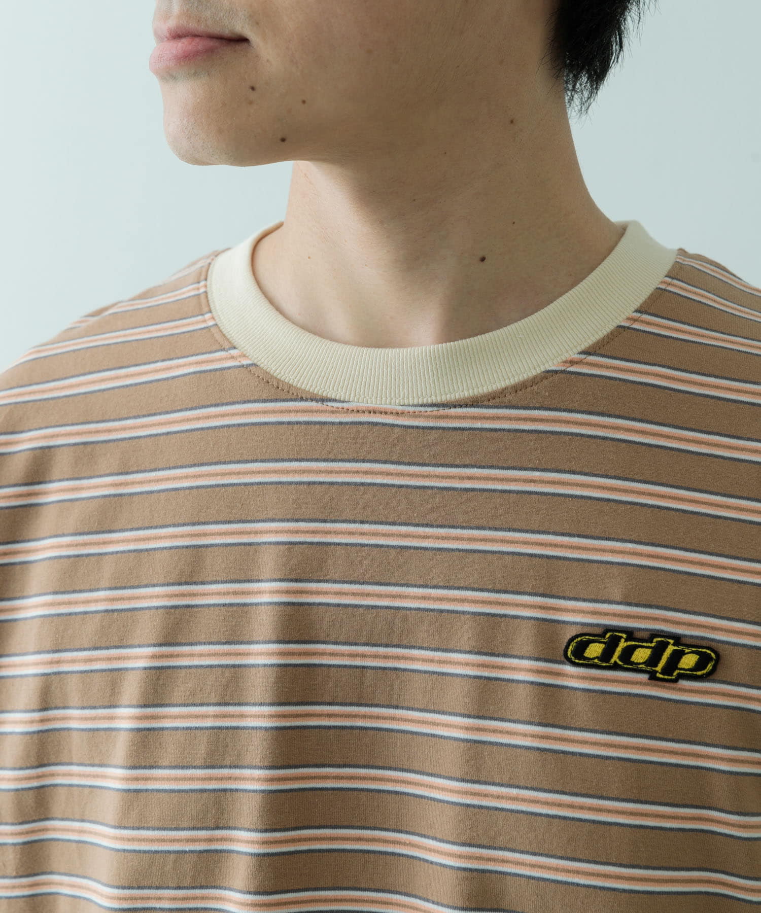 ddp　Retro Border Ringer Long-Sleeve T-shirts BRN L