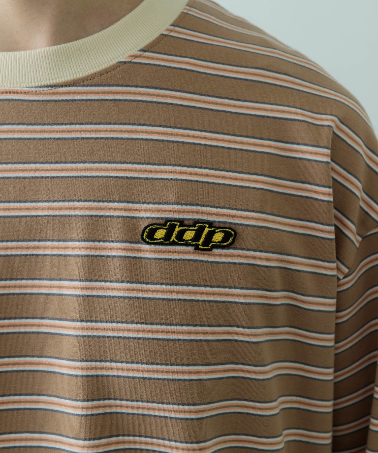 ddp　Retro Border Ringer Long-Sleeve T-shirts BRN L