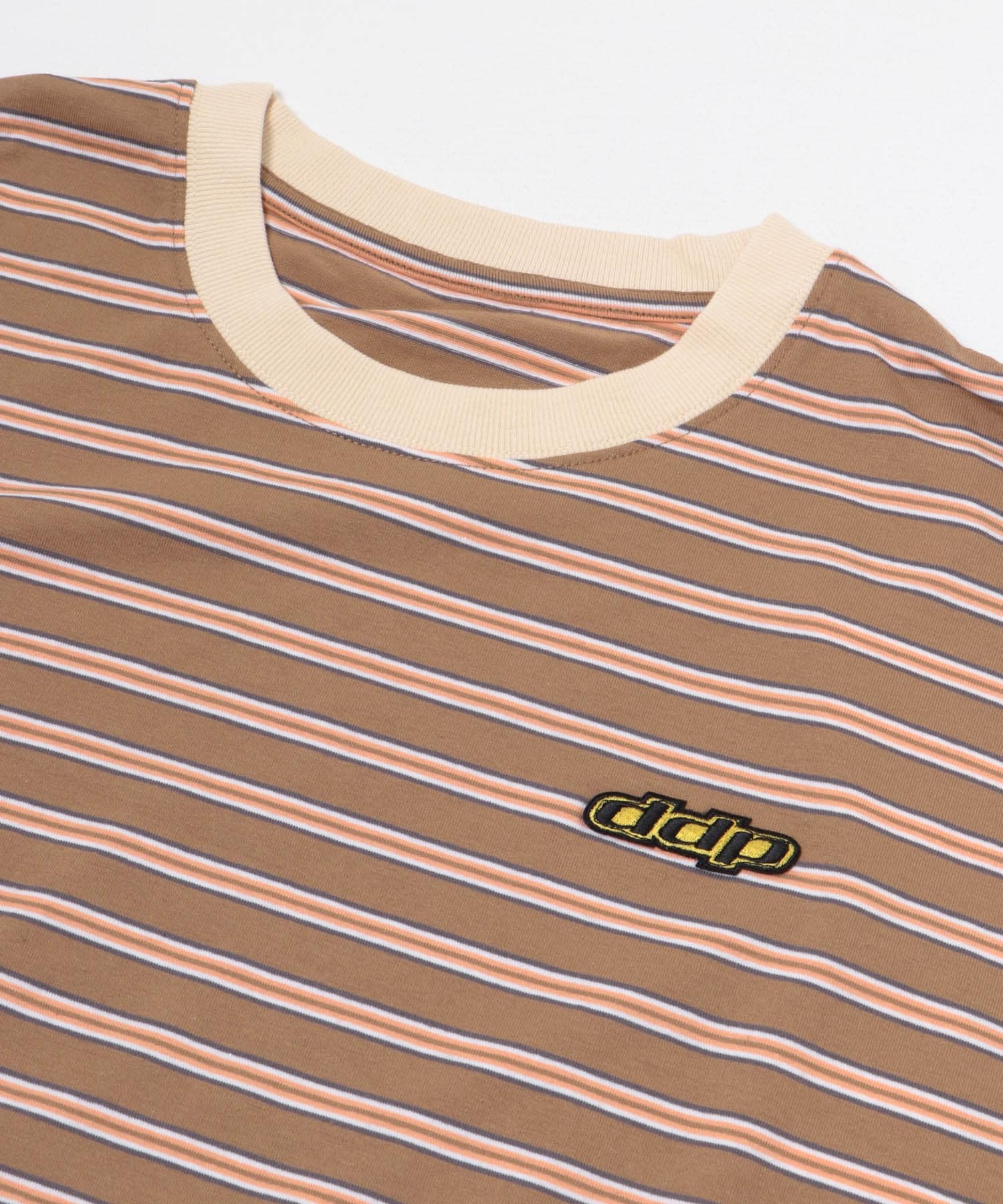 ddp　Retro Border Ringer Long-Sleeve T-shirts BRN M