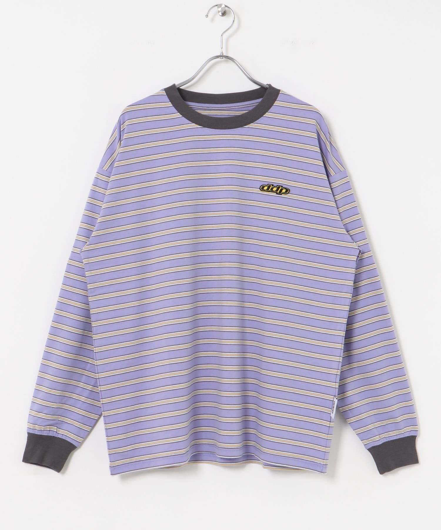 ddp　Retro Border Ringer Long-Sleeve T-shirts PPL M