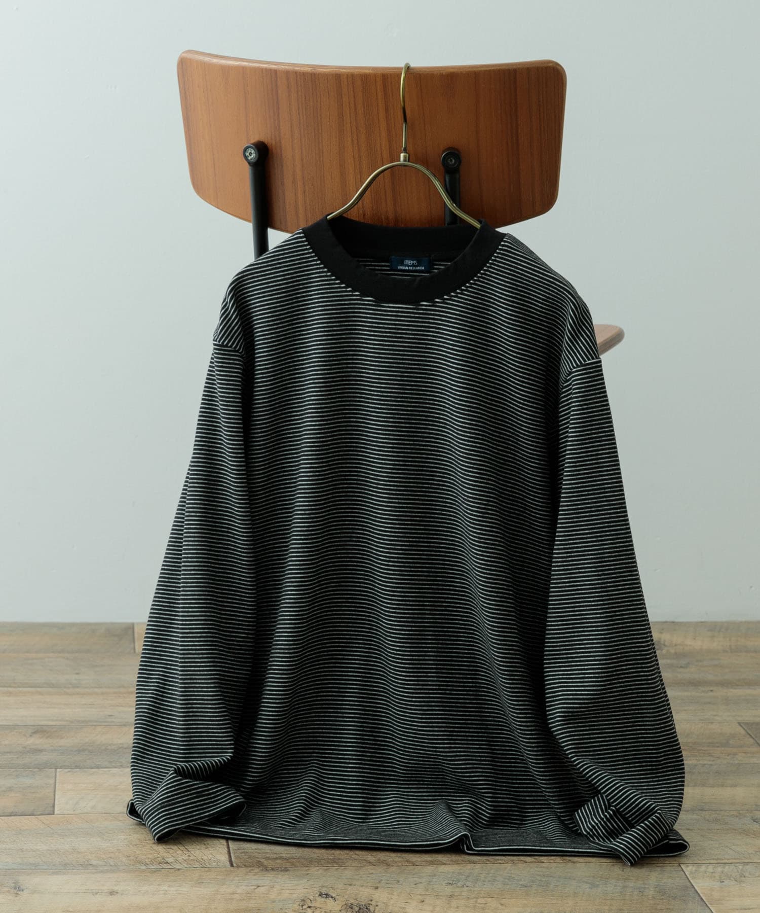 起毛ボーダー ロングスリーブカットソー BLK M
