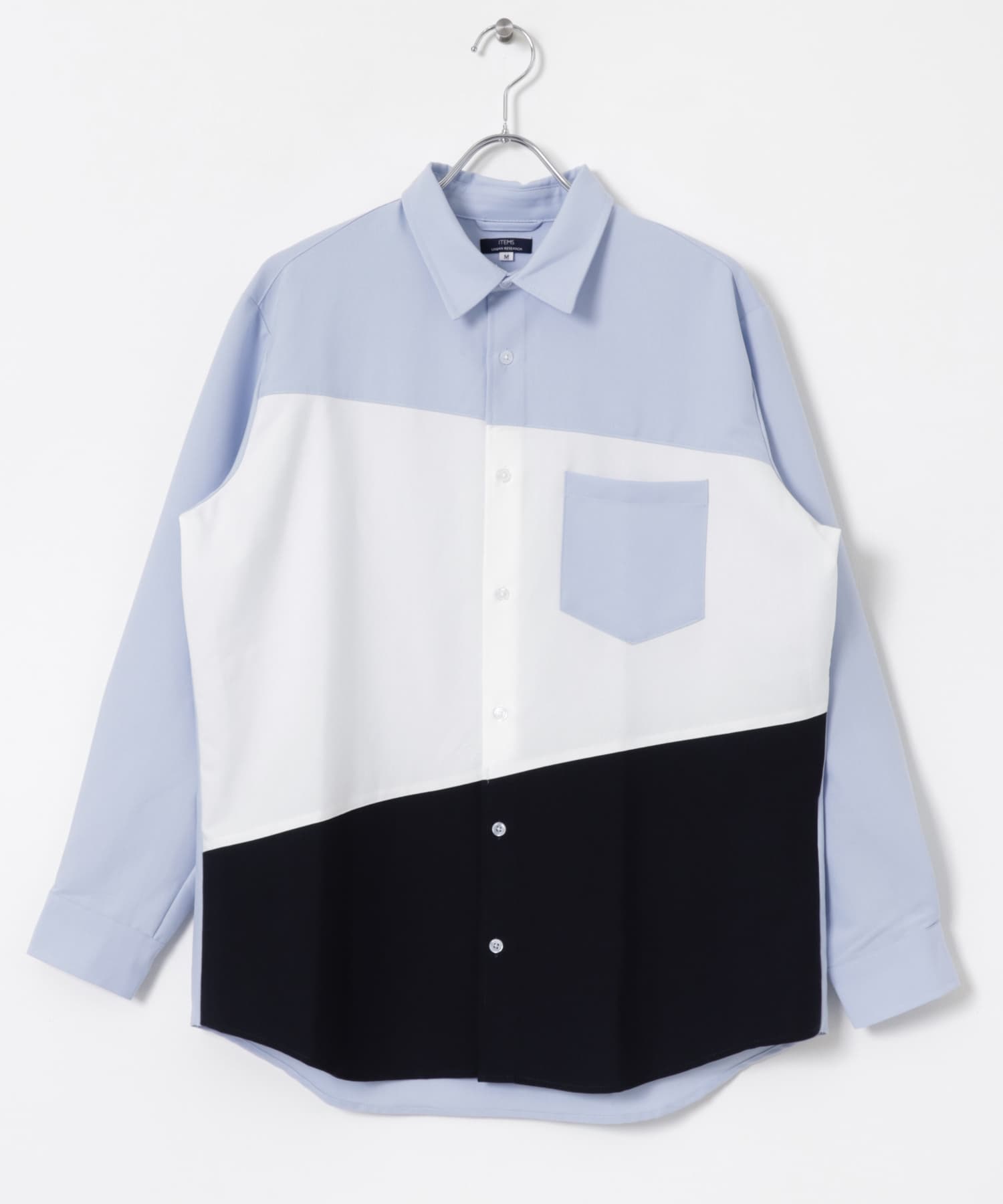 Diagonal Switch 長袖シャツ BLU M