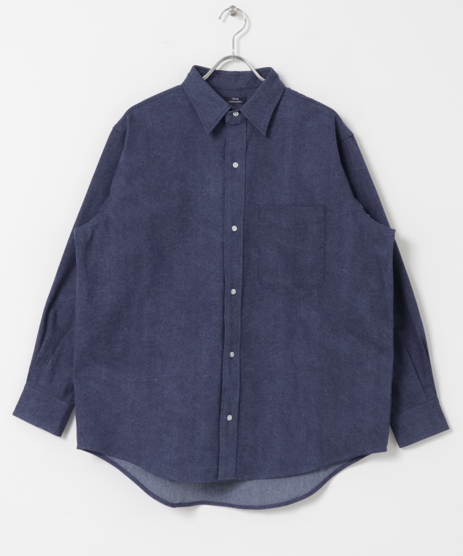裏起毛デニム レギュラーカラーシャツ BLU M