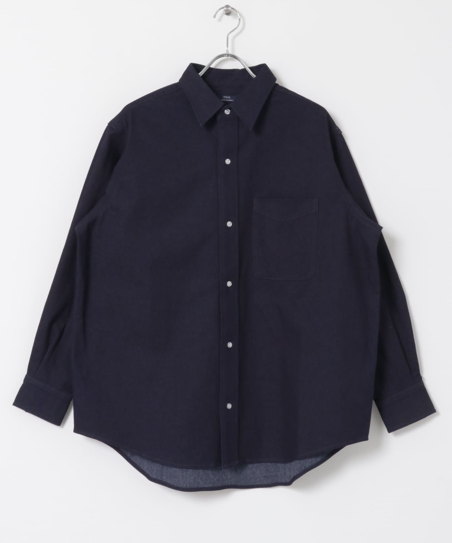 裏起毛デニム レギュラーカラーシャツ BLK M