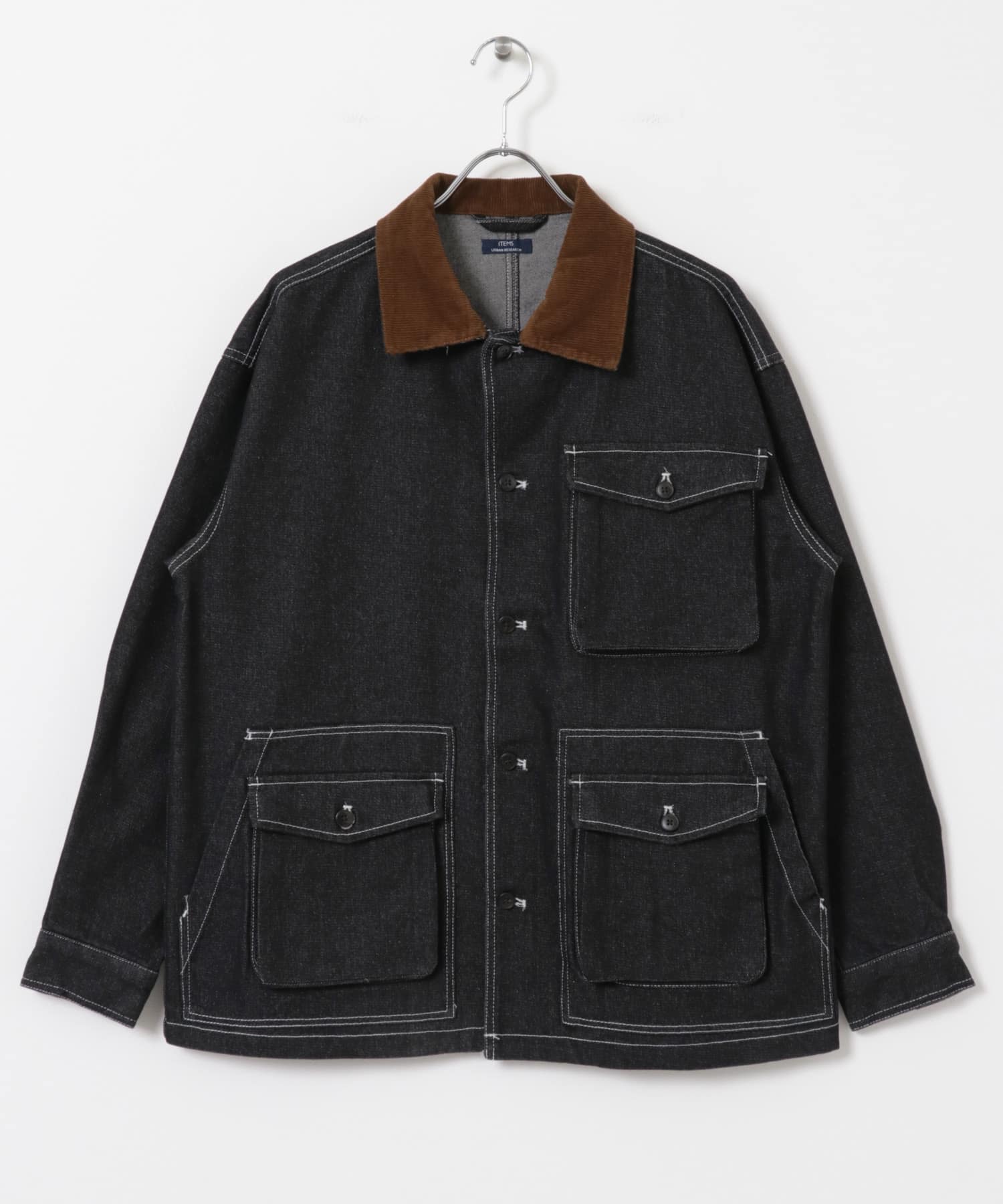 デニム カバーオールジャケット BLK S