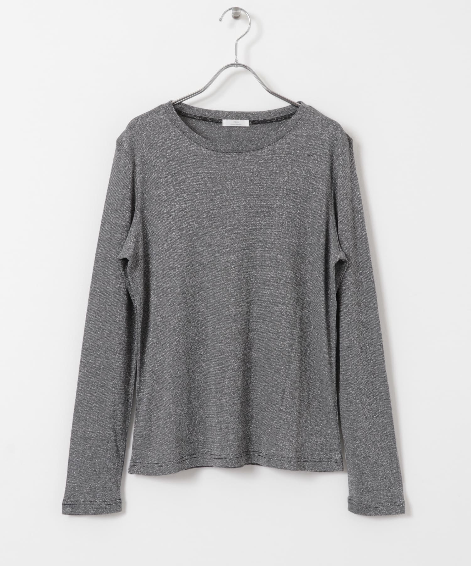 クルーネックラメカットソー BLK FREE