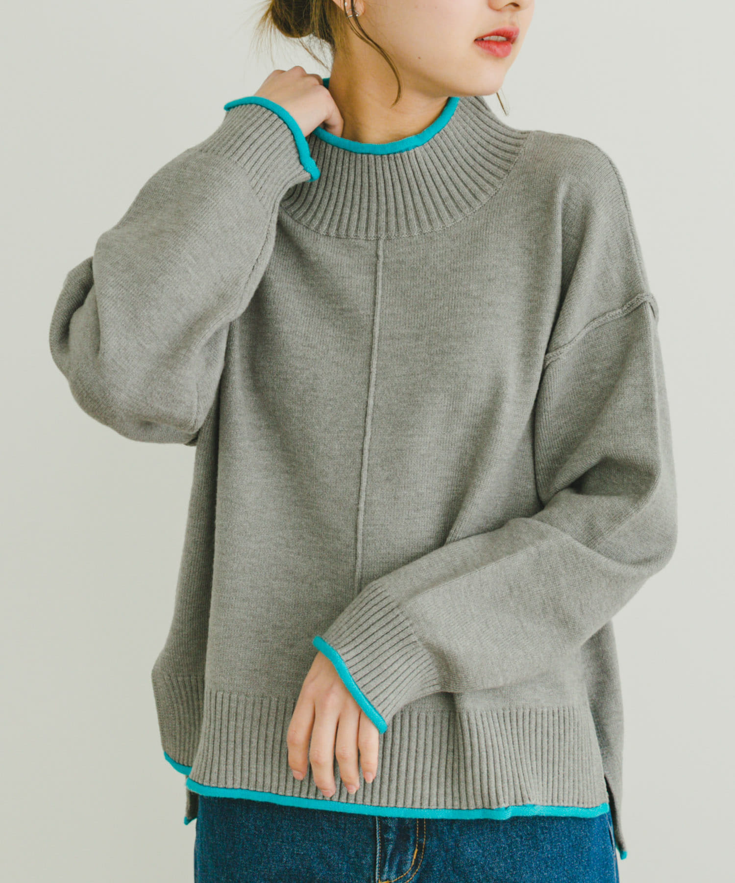 ハイショクハイネックニット L.GRY FREE