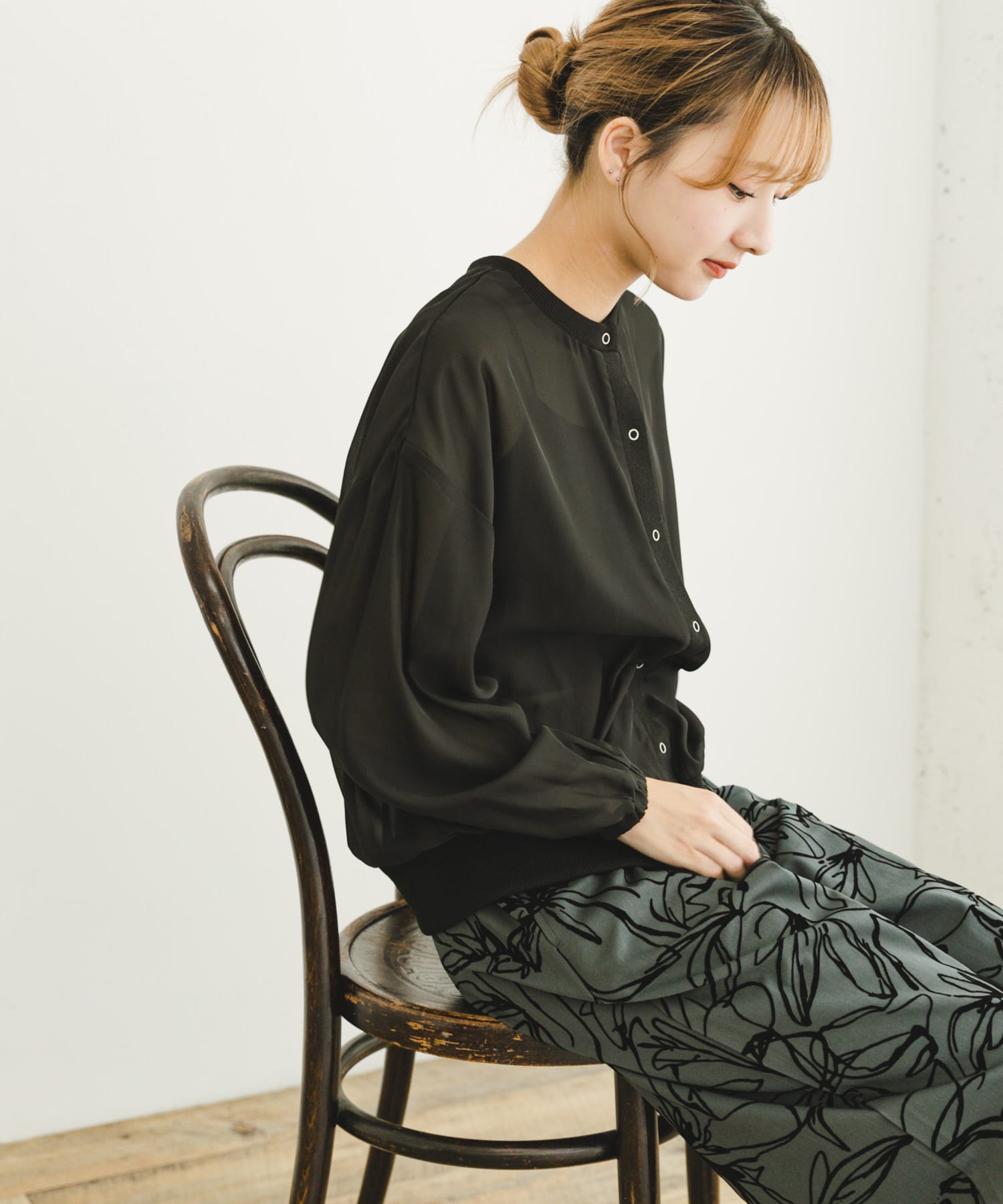 シアーボタンブルゾン BLK FREE