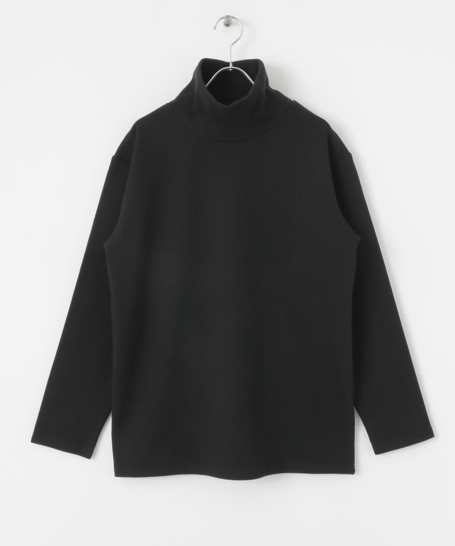 ハイネック リブ ヘビーウェイトトップス BLK M
