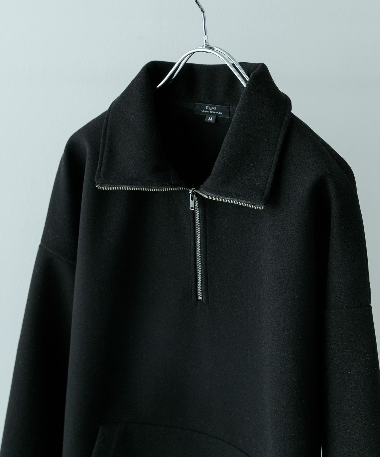 高機能ジャージーメルトンハーフzipプルオーバー BLK M