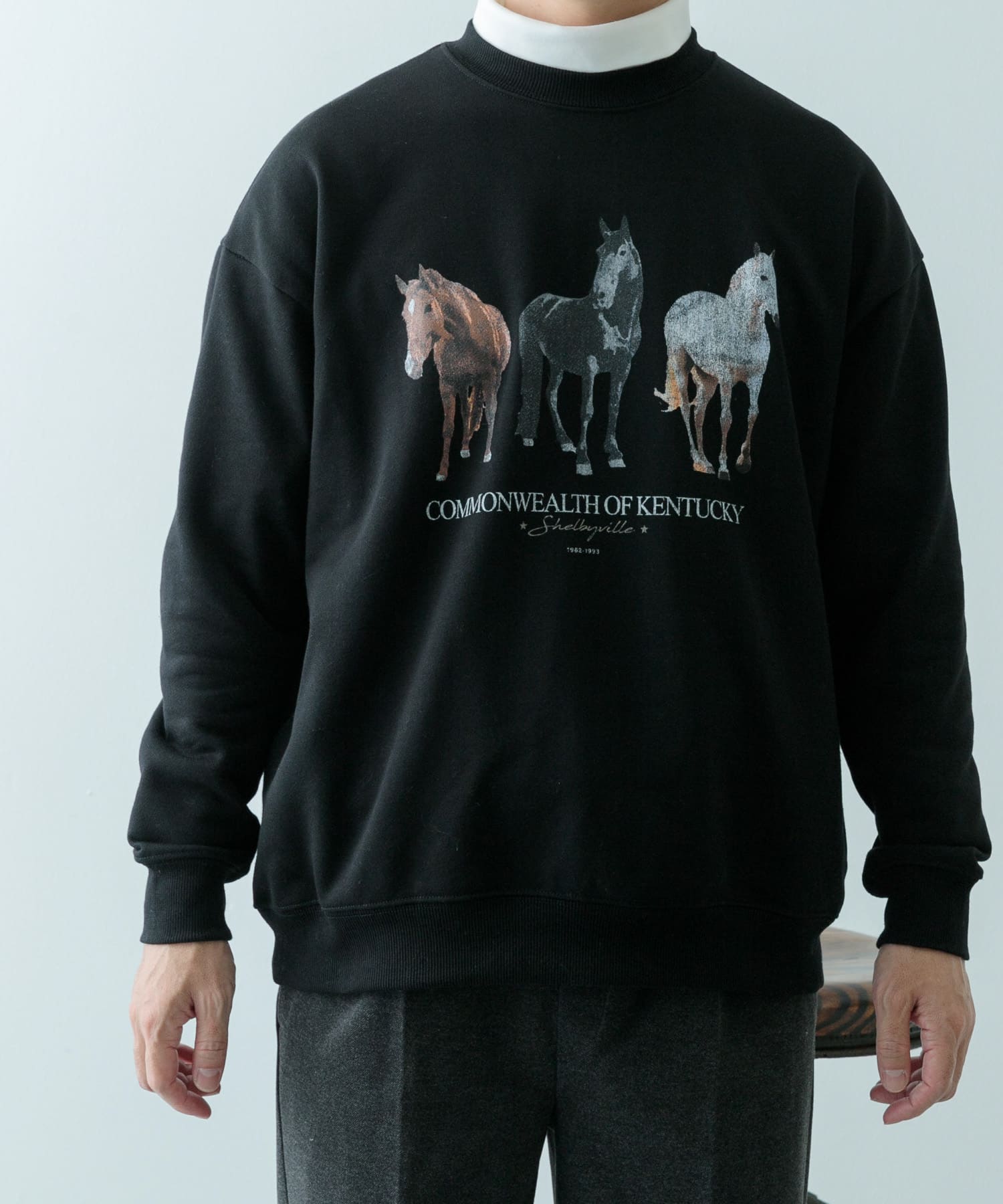 クルーネックスエット horse BLK M