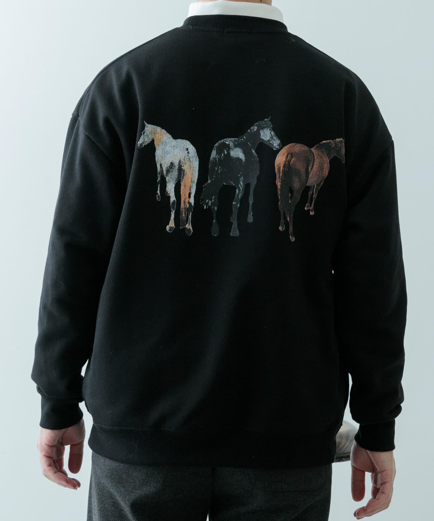 クルーネックスエット horse BLK M