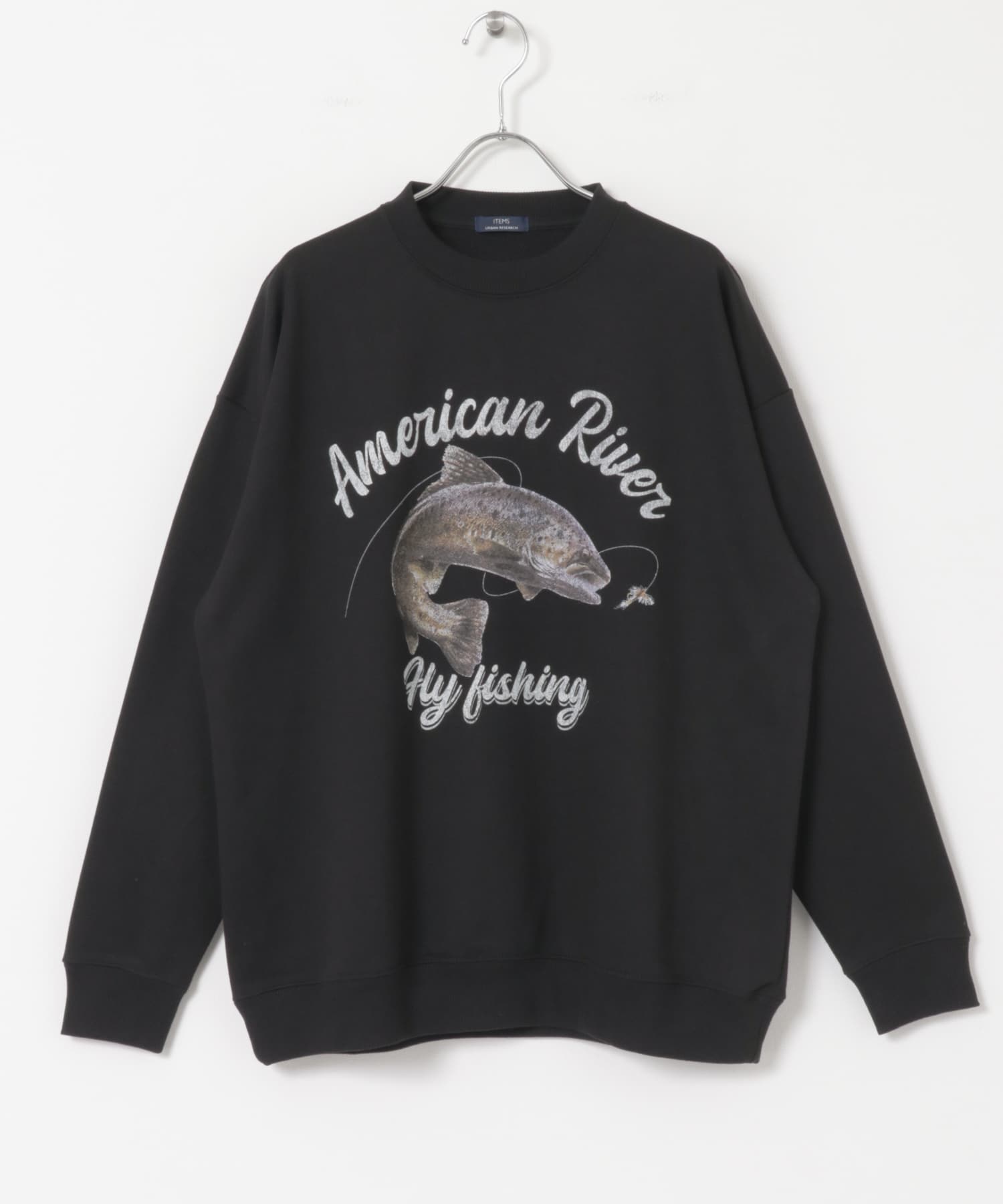 クルーネックスエット fishing BLK M