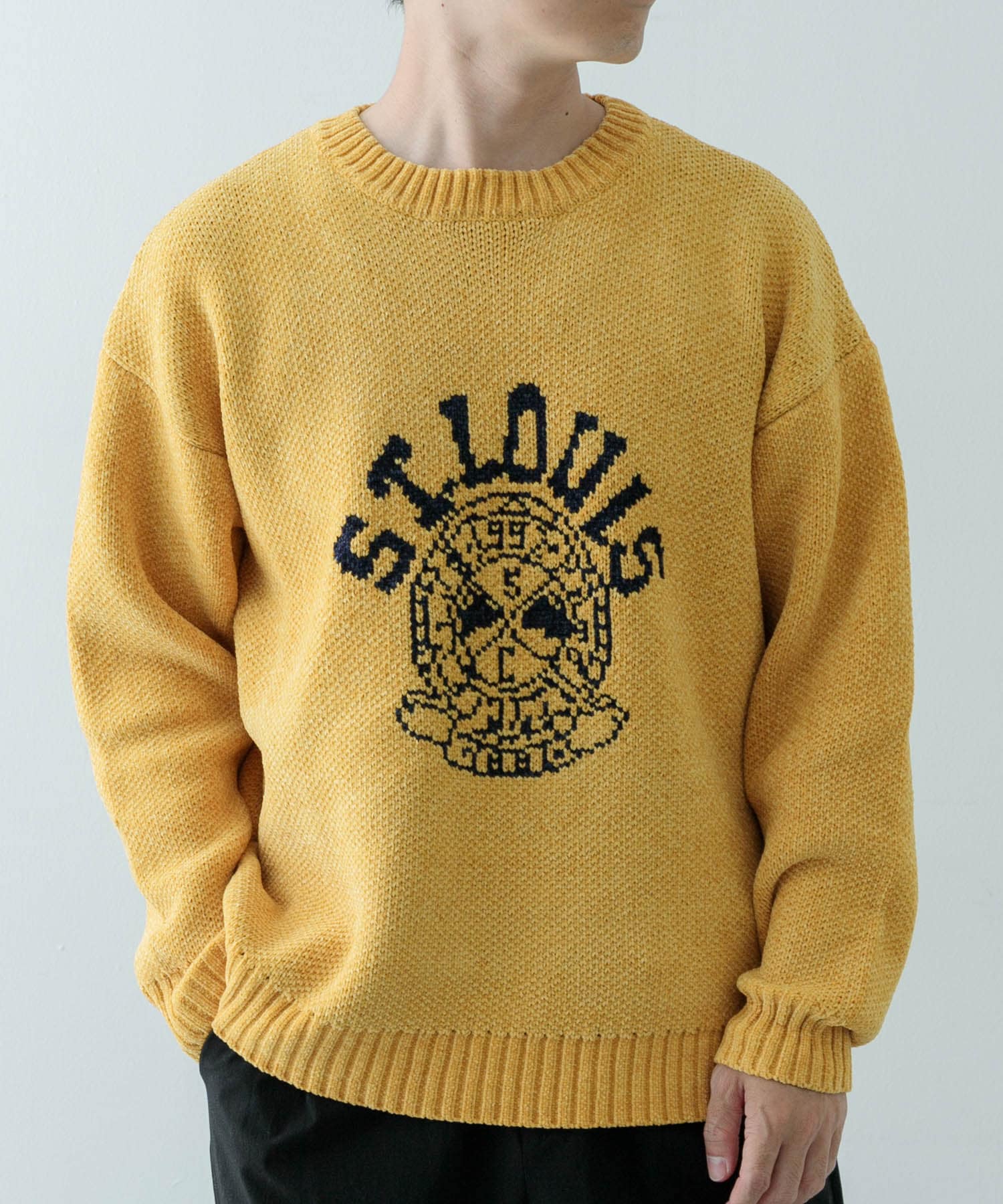 カレッジロゴ モール クルーネック ニット