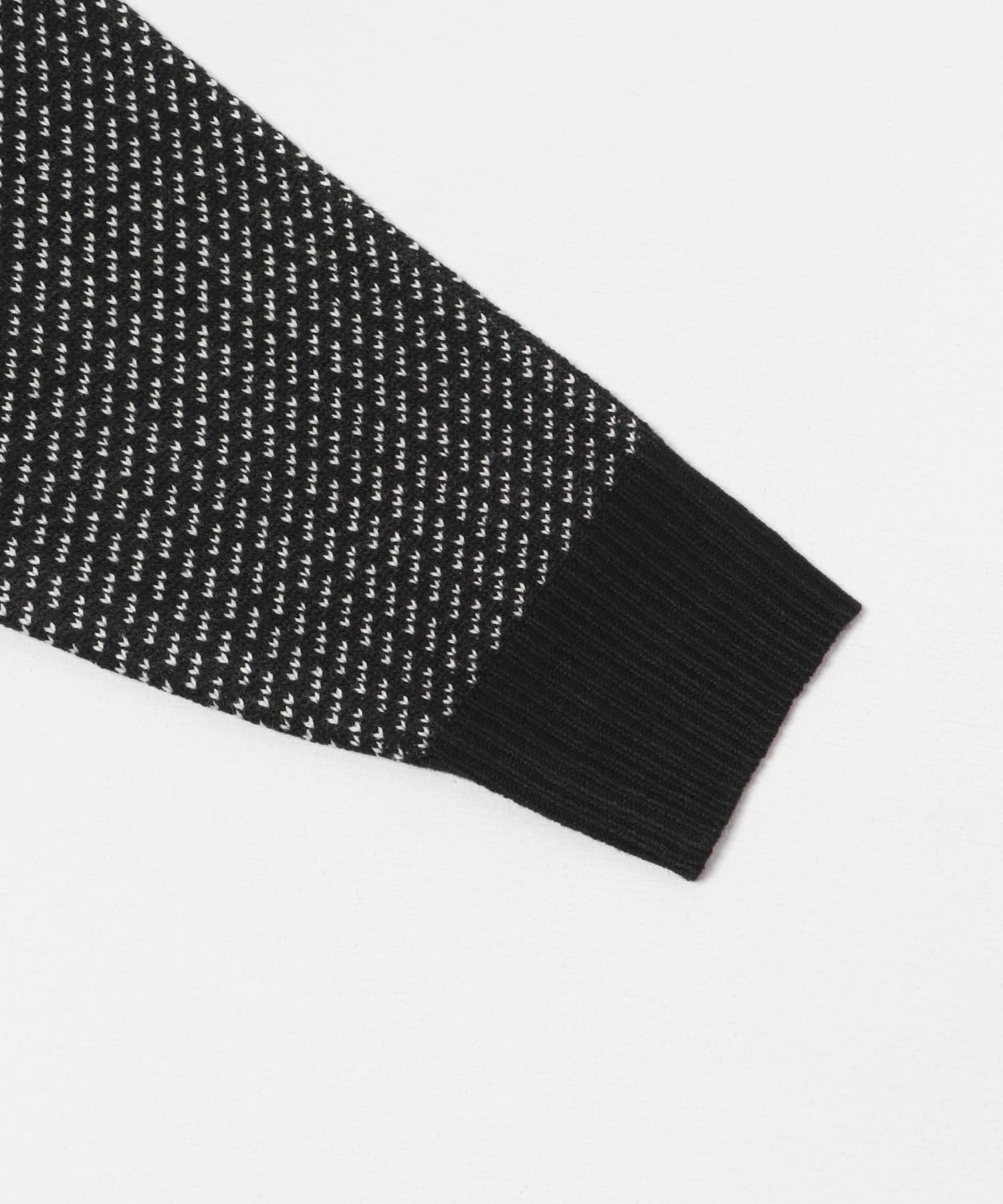 バーズアイ ヘンリーネック ニット BLK M