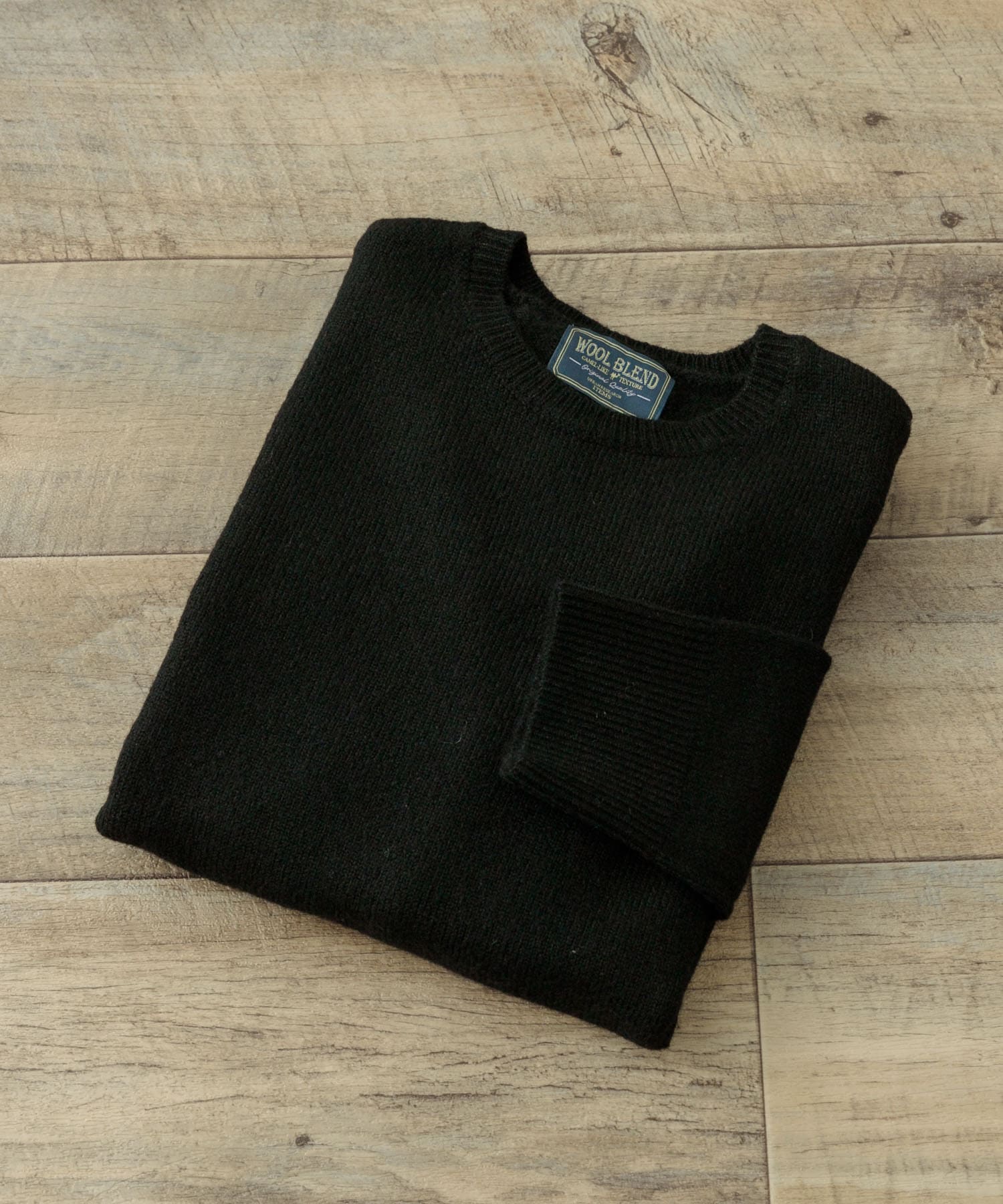 ウール混 クルーネック ニット BLK M